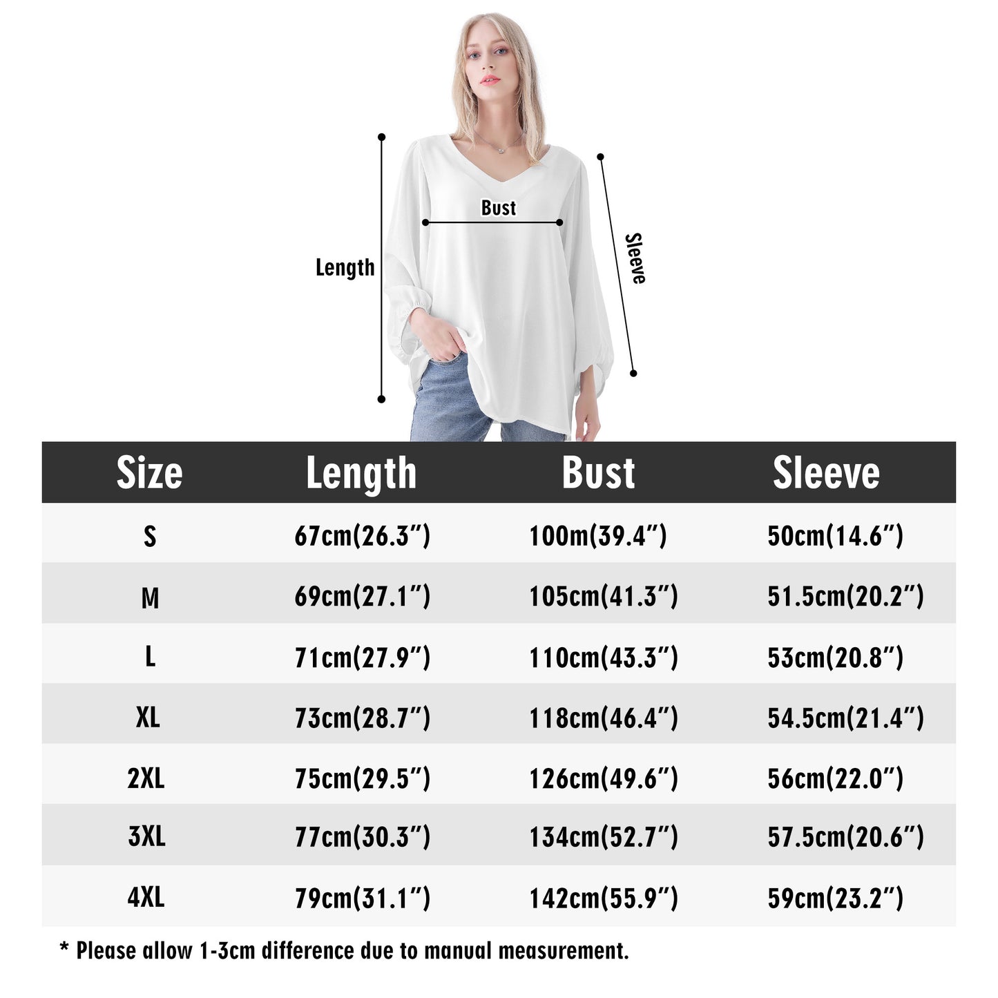 Womens Puffy Long-sleeve Chiffon Blouse "Beautiful Day"