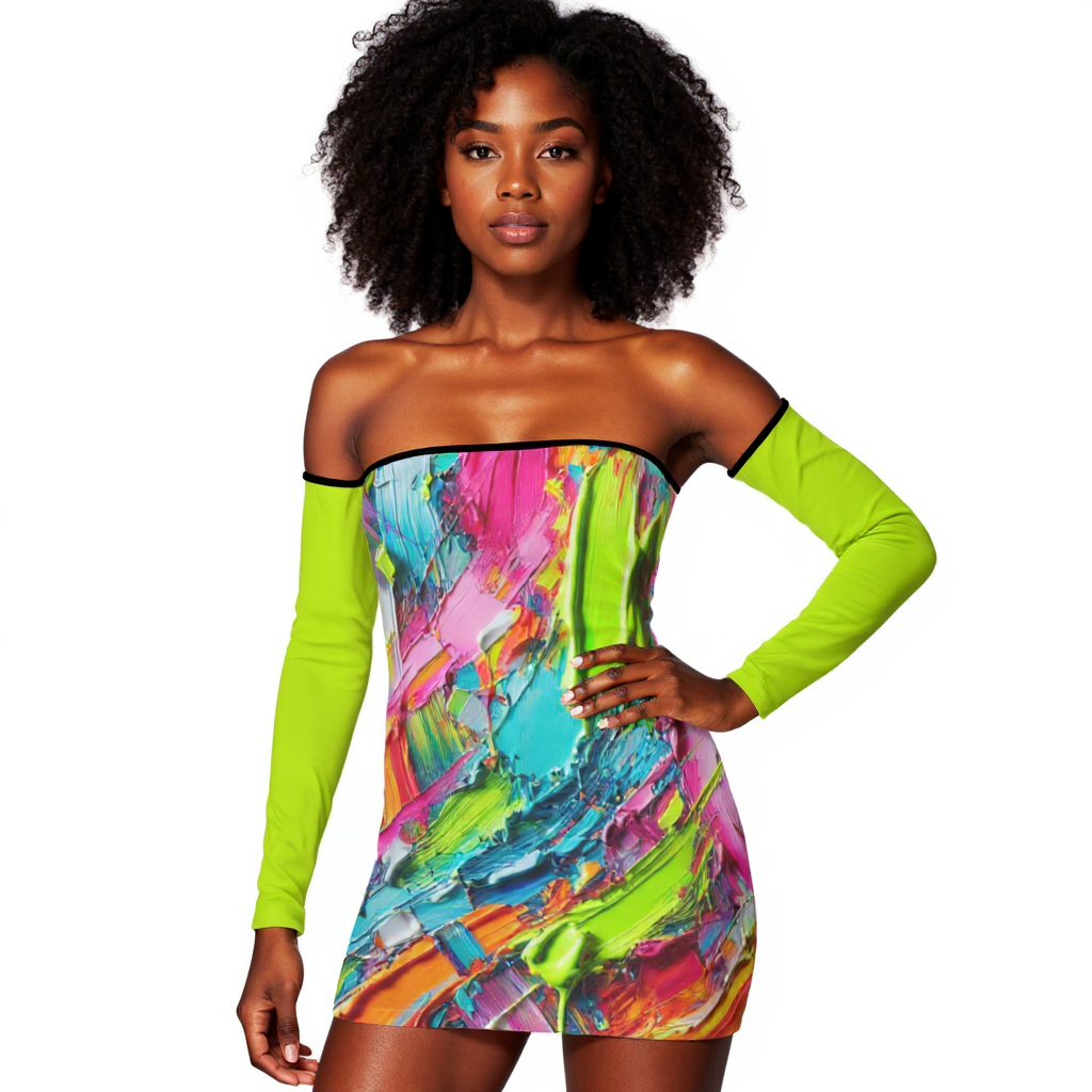sirene's dress Sunset Siren Strapless Lace-Up Dress |"Abstract Paint Print" – Caribbean Vibes Living