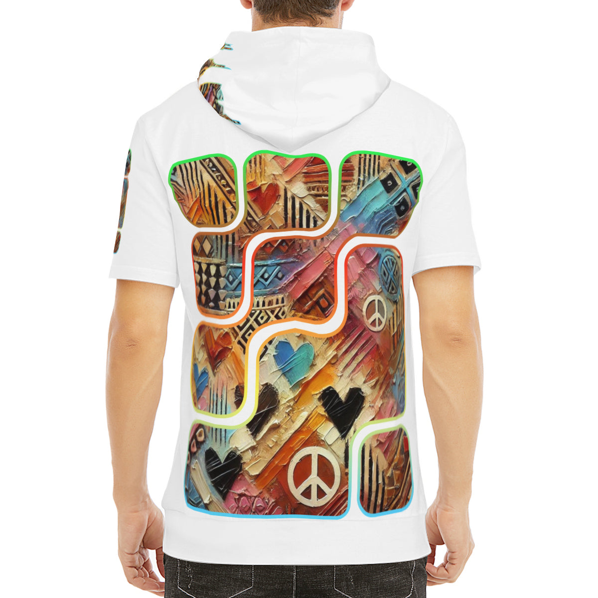 Men’s Cotton Hooded T-Shirt "African Abstract Print"