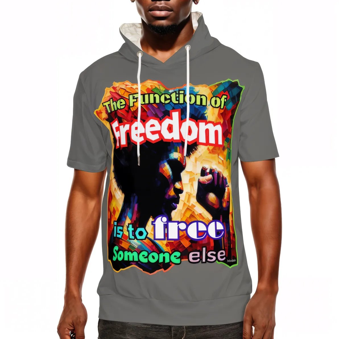 Men’s Cotton Hooded T-Shirt "The Function Of Freedom"