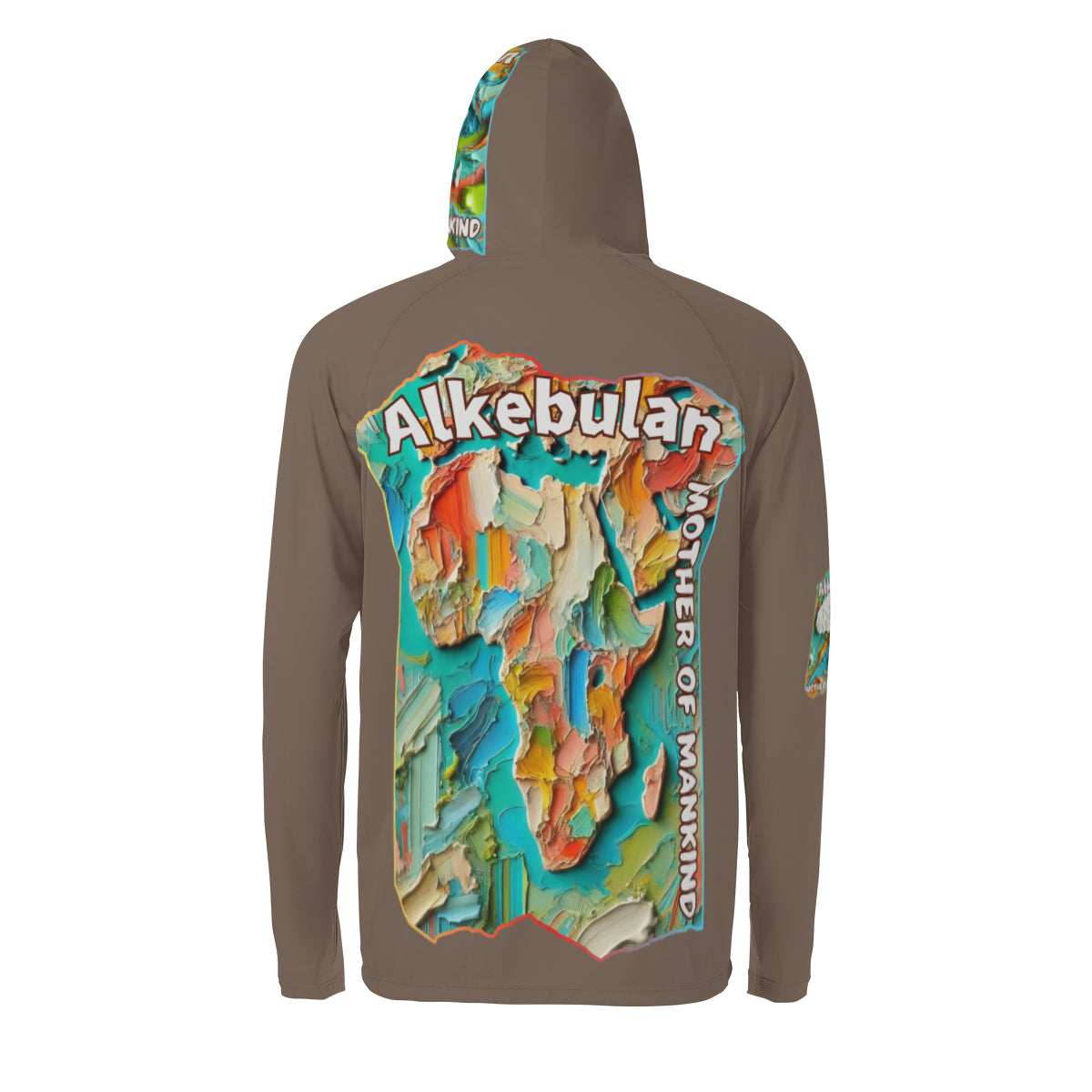 Men's Sun Protection Long Sleeve Hoodie "Alkebulan, The Mother of Mankind"