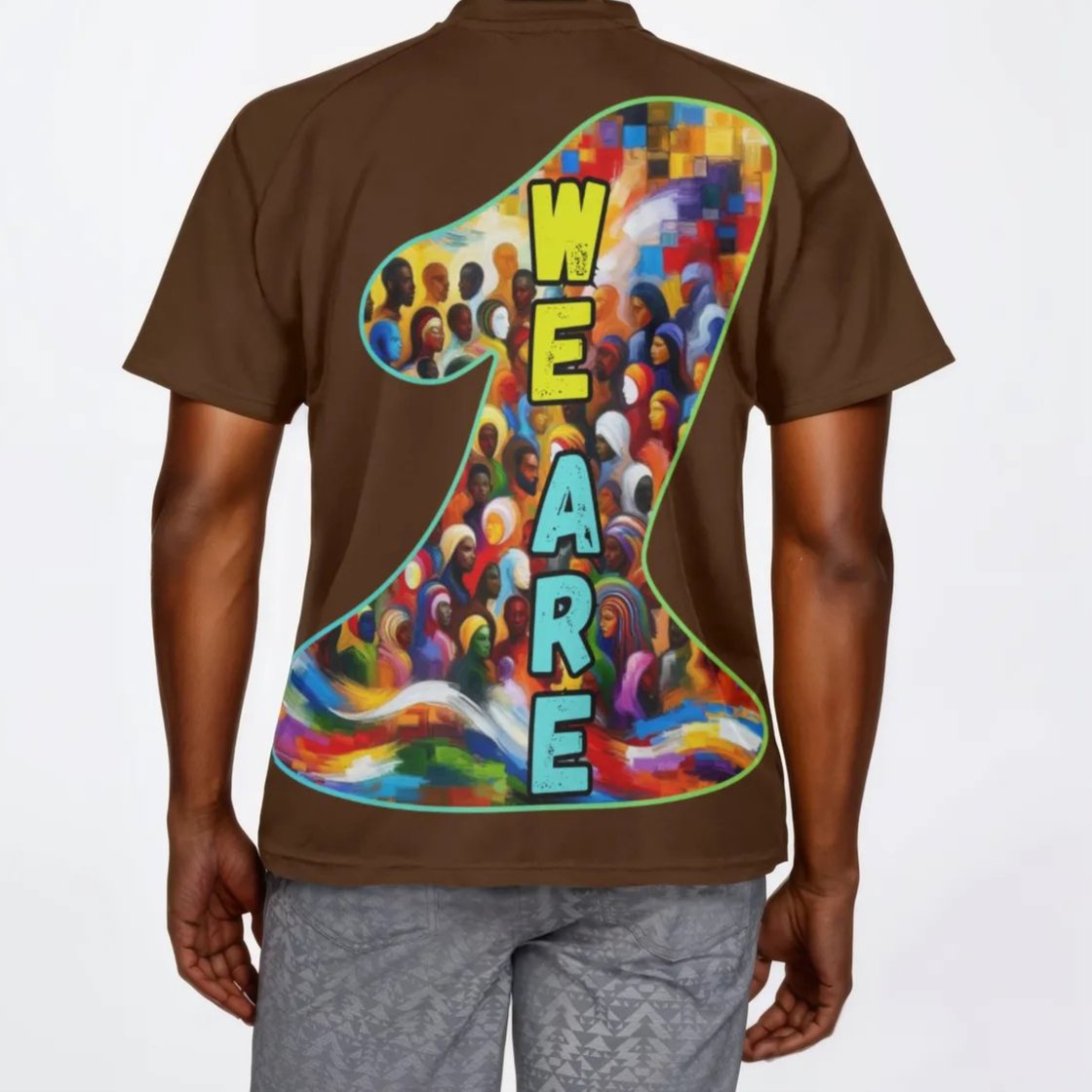 Men's V-Neck Polyester T-Shirt "We Are One"