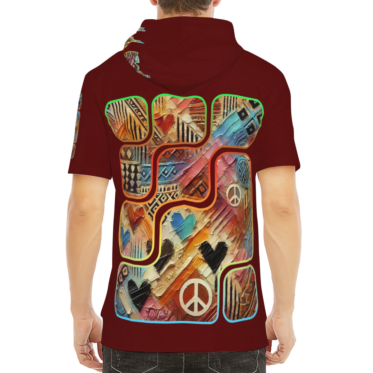 Men’s Cotton Hooded T-Shirt "African Abstract Print"