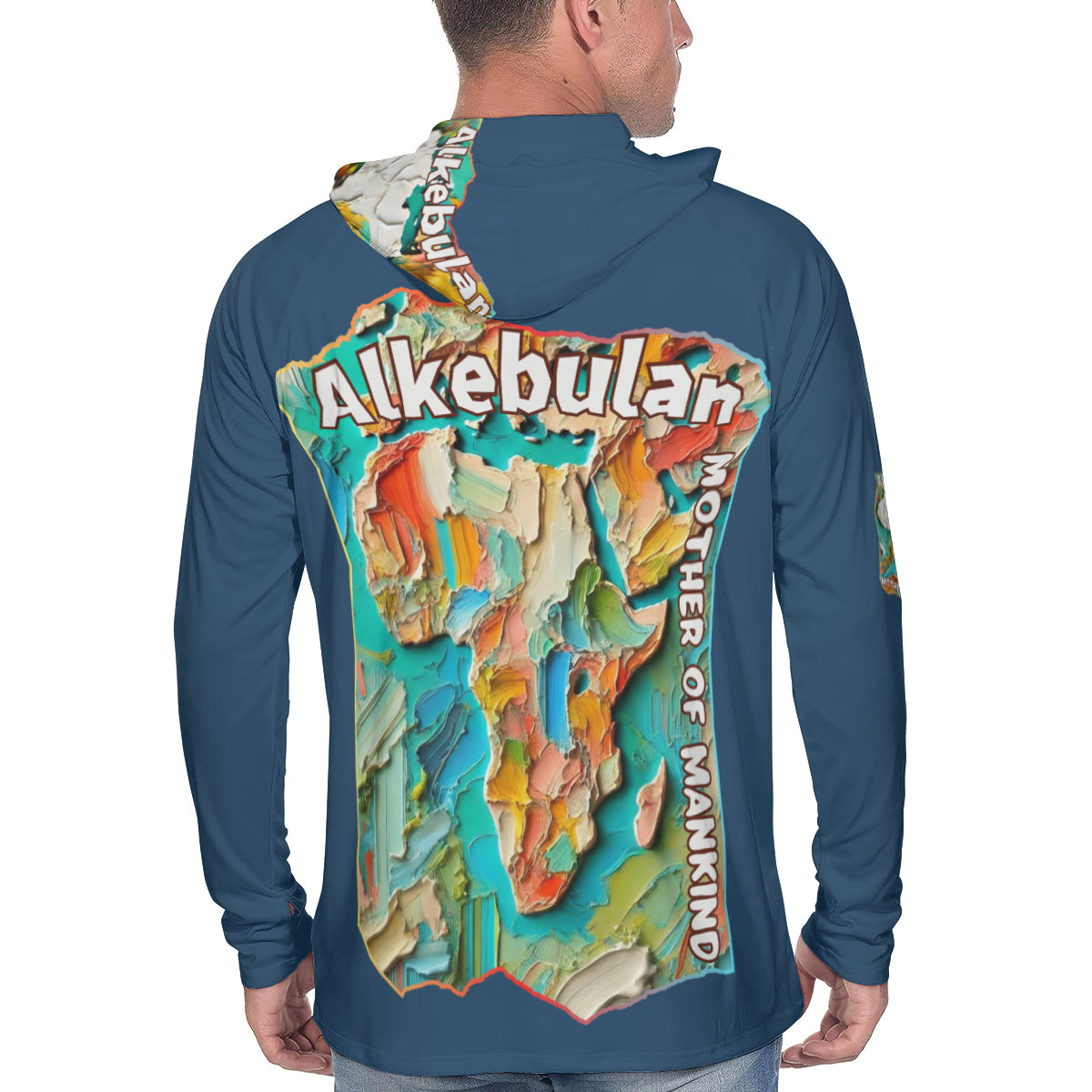 Men's Sun Protection Long Sleeve Hoodie "Alkebulan, The Mother of Mankind"