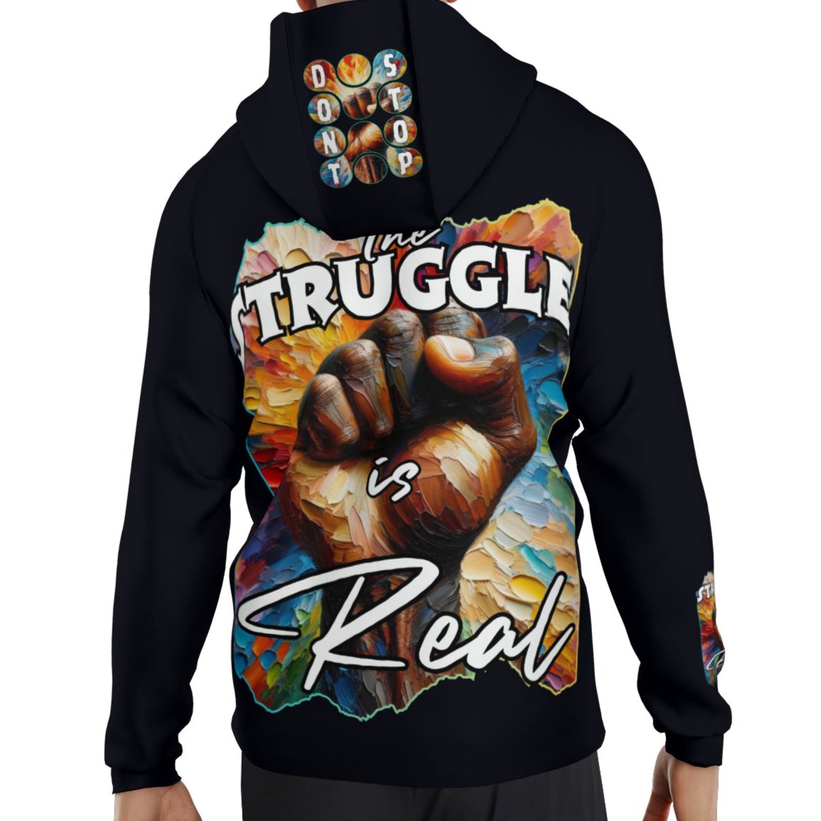 Men's Lightweight Zip Up Hoodie | Polyester "Don't Stop, The Struggle is Real"