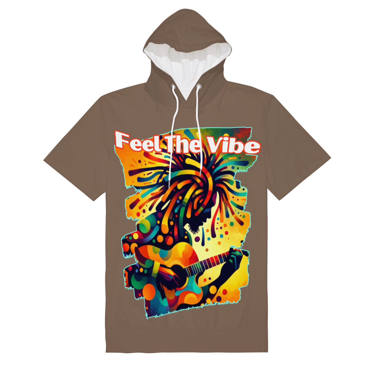 Men’s Cotton Hooded T-Shirt "Feel the Vibe, Caribbean Vibes"