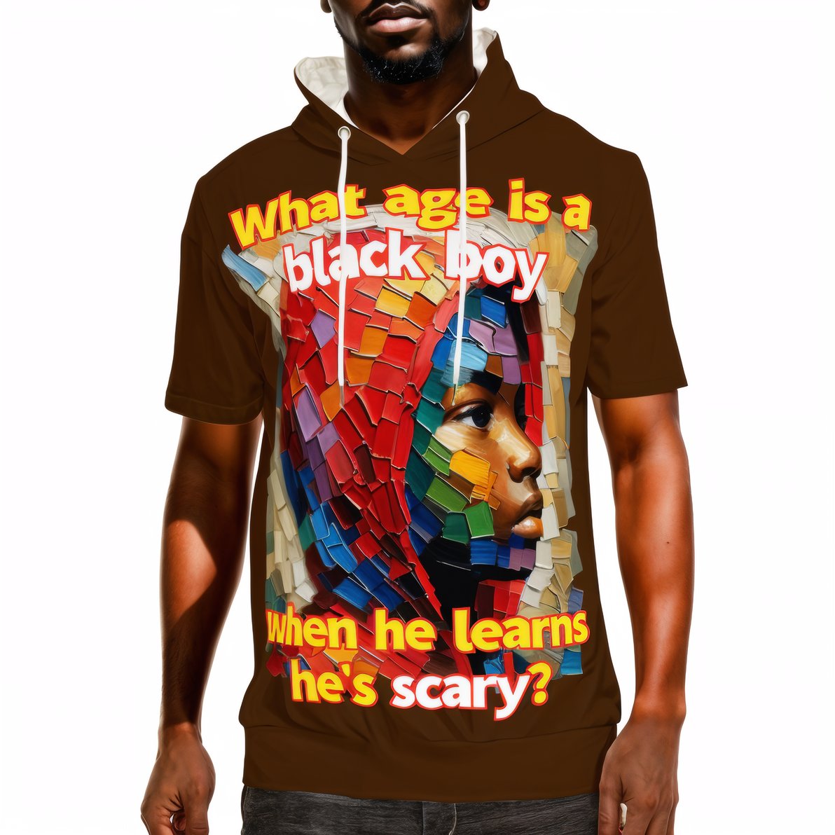 Men’s Cotton Hooded T-Shirt "What Age Is a Black Boy..."