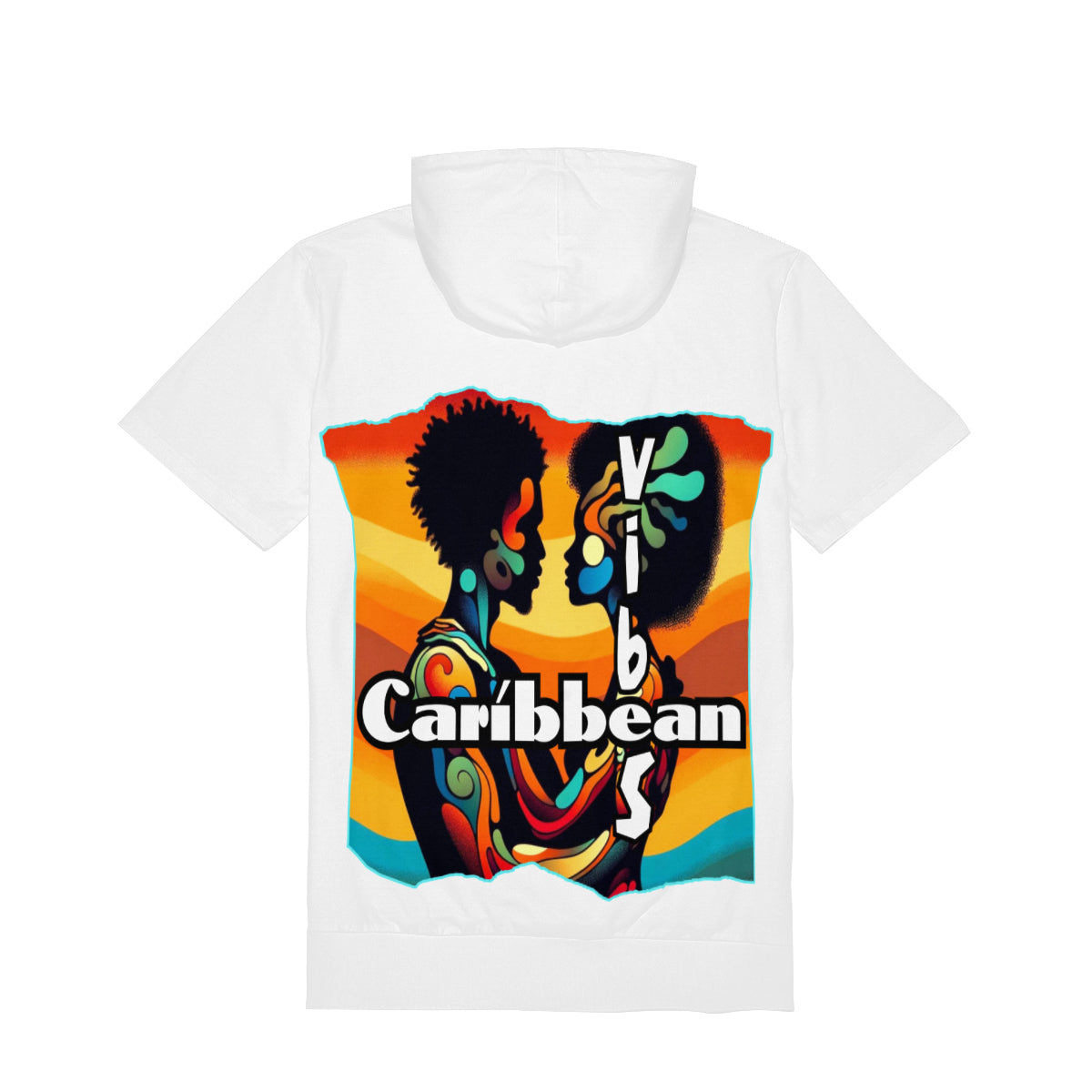 Men’s Cotton Hooded T-Shirt "Feel the Vibe, Caribbean Vibes"