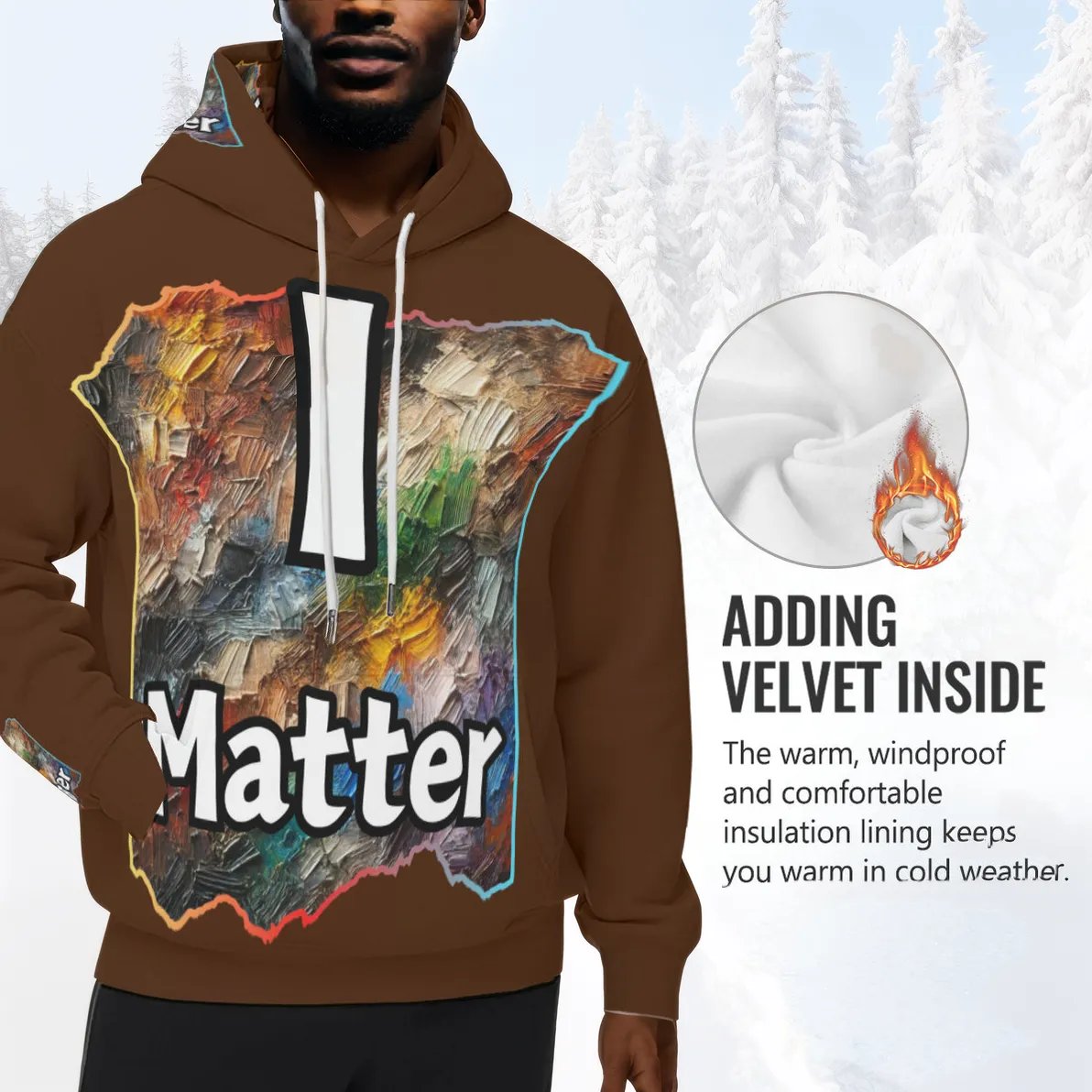 Men’s Plush Fleece Lined Hoodie "I Matter, You Matter"