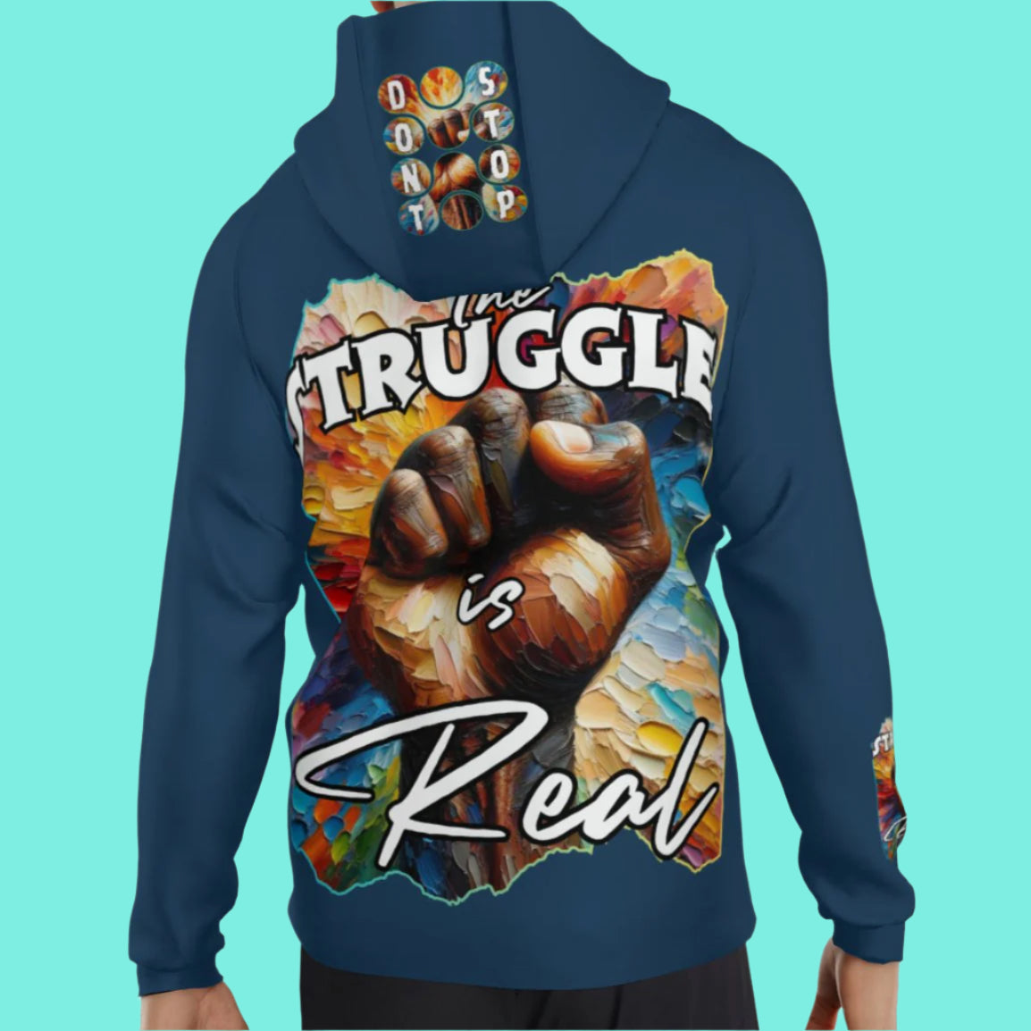 Men's Lightweight Zip Up Hoodie | Polyester "Don't Stop, The Struggle is Real"