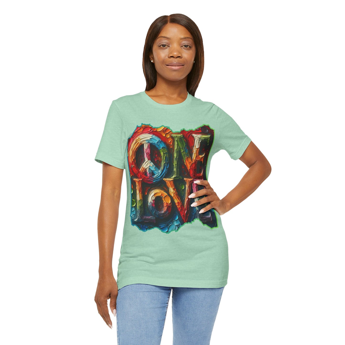 Unisex Jersey Short Sleeve Tee, "One Love" Imposter Syndrome, Mental Wellness, Stress Relief, Self-Awareness, Unity, Inclusion, Anti-Racism, One Love, Inclusion, DEI, Diversity