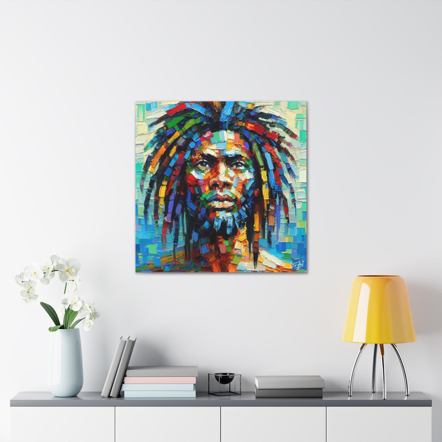 Art Print, "African Man" Oil Finish, West Indian Ethnicity, Cultural, Heritage, Abstract, Canvas Gallery Wrap