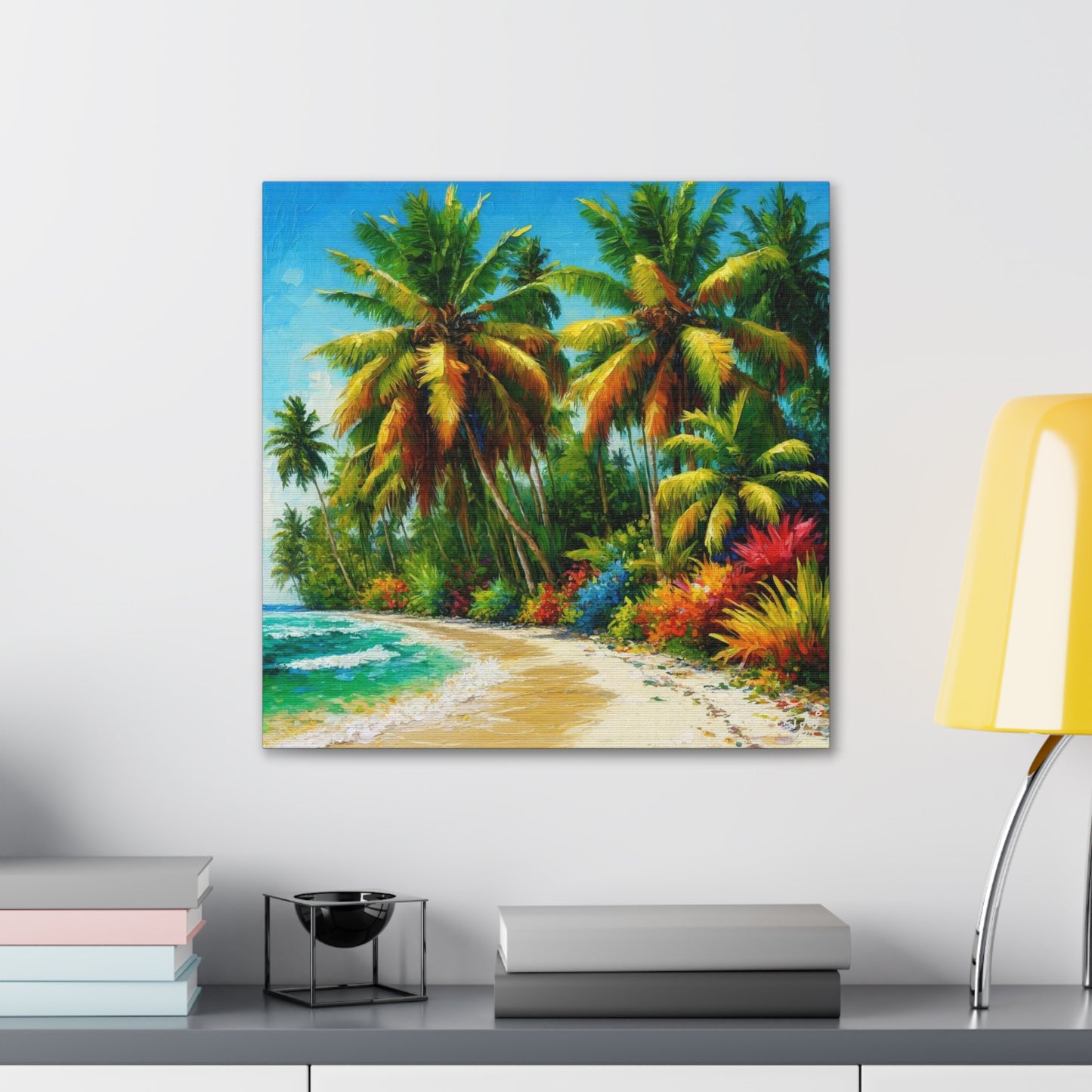 Art Print of Caribbean Beach Scene, Oil Painting, West Indian Art, Canvas Gallery Wraps