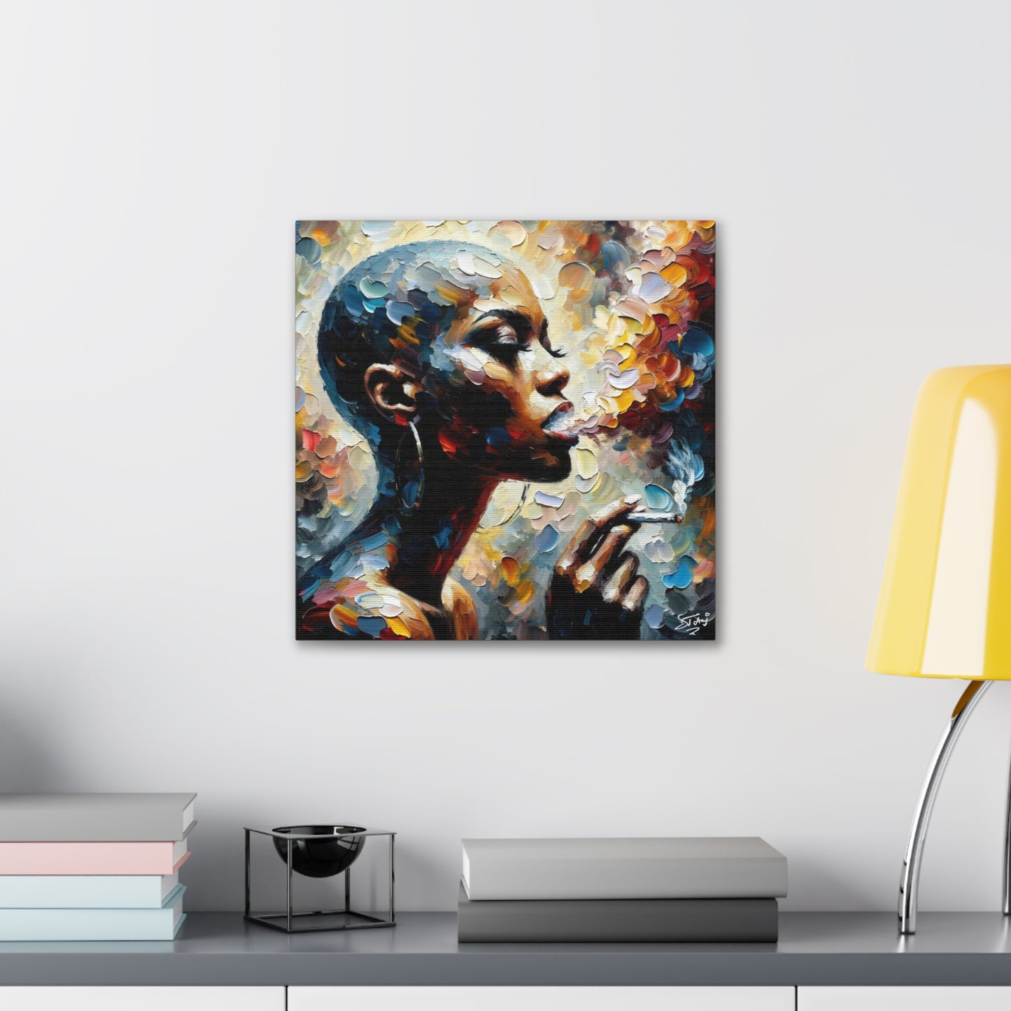 Art Print, Afro-Caribbean Woman, "Confident" Oil Finish, West Indian Ethnicity, Cultural, Heritage, Abstract, Canvas Gallery Wrap