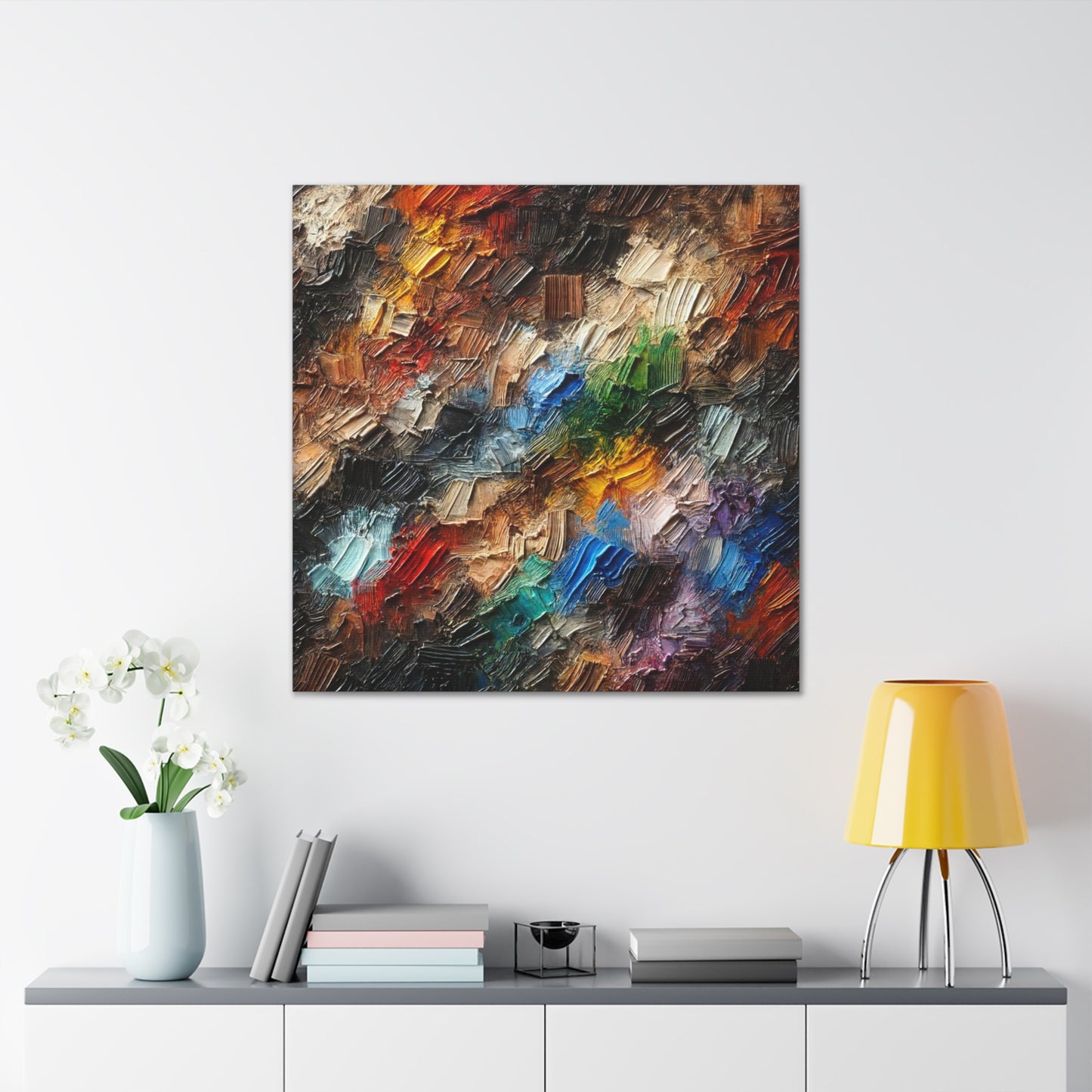 Art Print, African Print, Black Power, Abstract Oil Finish, Unity, One Love, Canvas Gallery Wrap