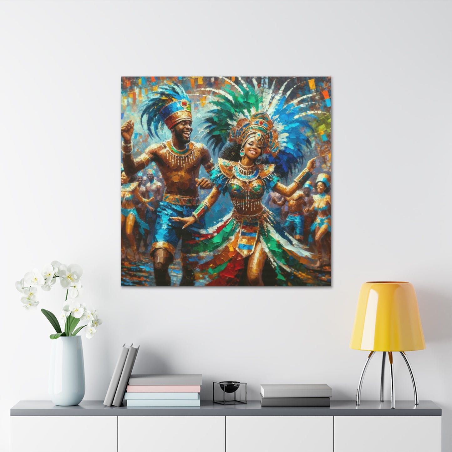 Art Print, Trini Masqueraders#6, Carnival, Oil Finish, West Indian Ethnicity, Cultural, Heritage, Indo & Afro Caribbean, Canvas Gallery Wrap