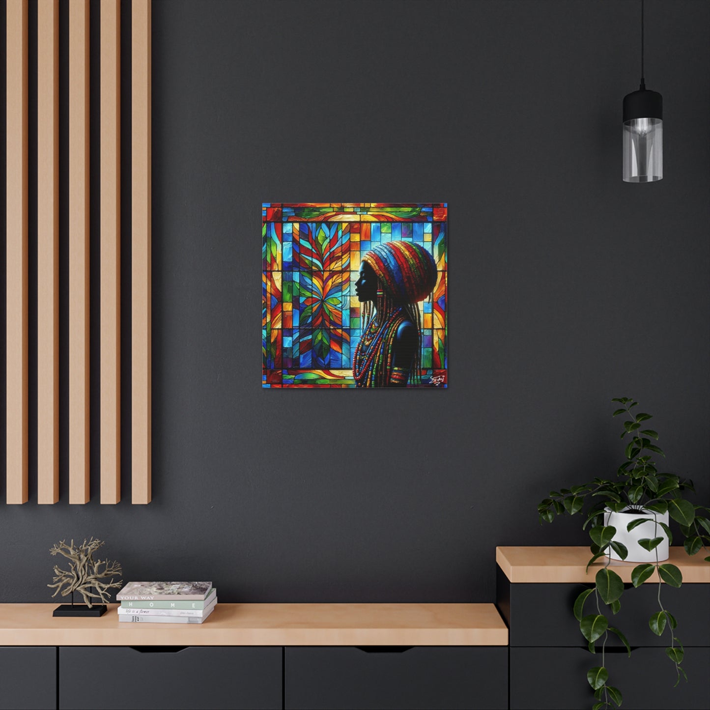 Art Print, Afro-Caribbean Woman, Oil Finish, West Indian Ethnicity, Cultural, Heritage, Semi-Abstract, Canvas Gallery Wrap