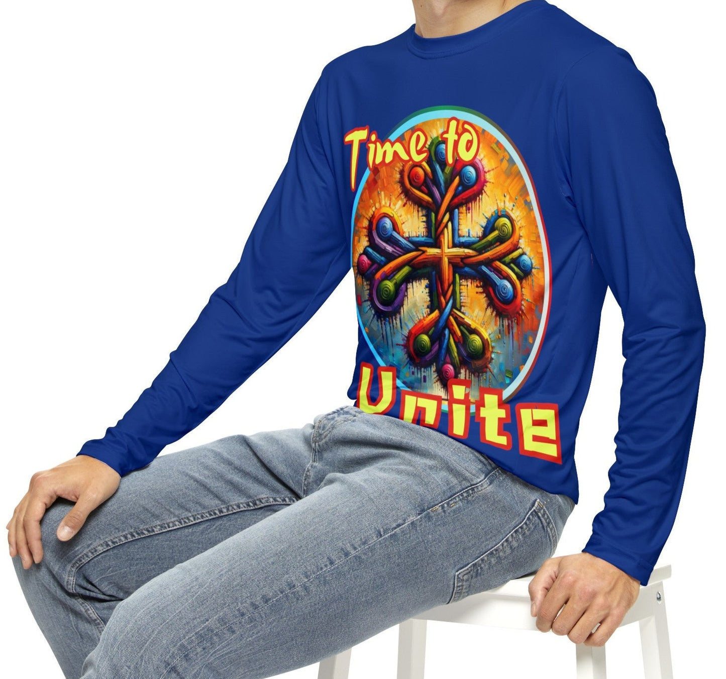 Men's Brushed Polyester Long Sleeve Shirt (AOP) "Time To Unite"