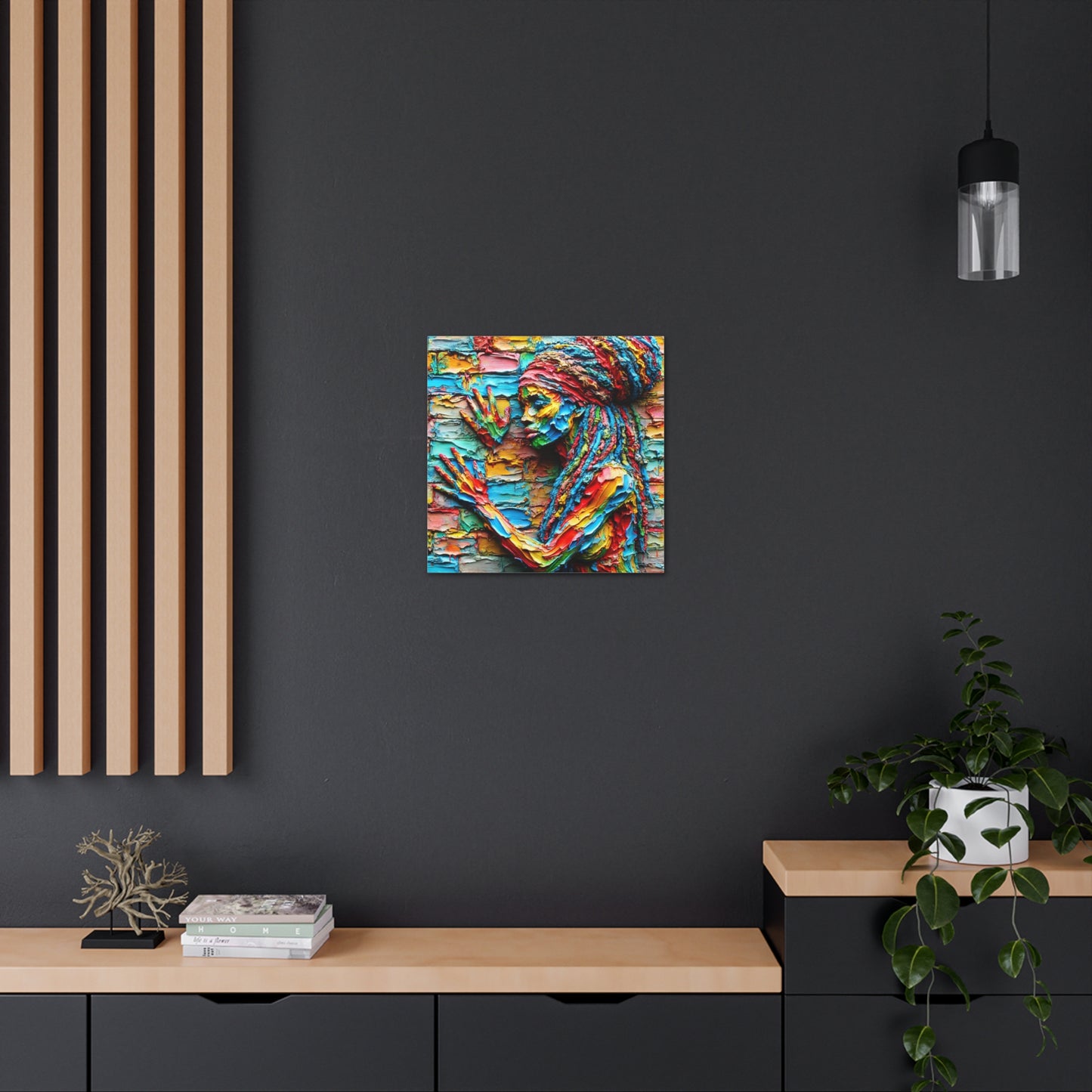 Art Print, Afro-Caribbean Woman, "Tryin' to Be Invisible" Abstract Oil Finish, West Indian Ethnicity, Cultural, Heritage, Abstract, Canvas Gallery Wrap