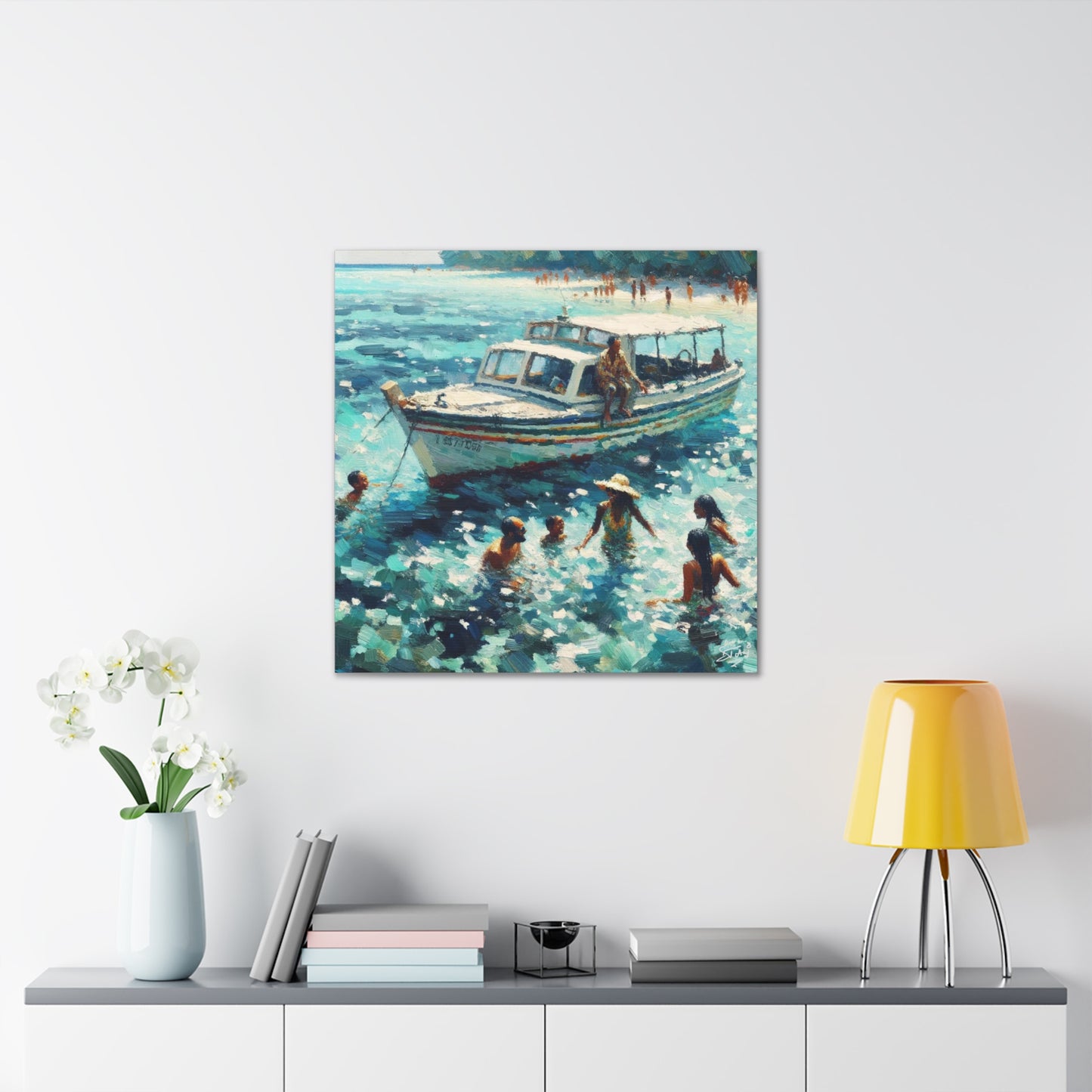 Art Print of Nylon Pool, Tobago, Semi-Abstract, Oil Painting, West Indian Art, Canvas Gallery Wraps