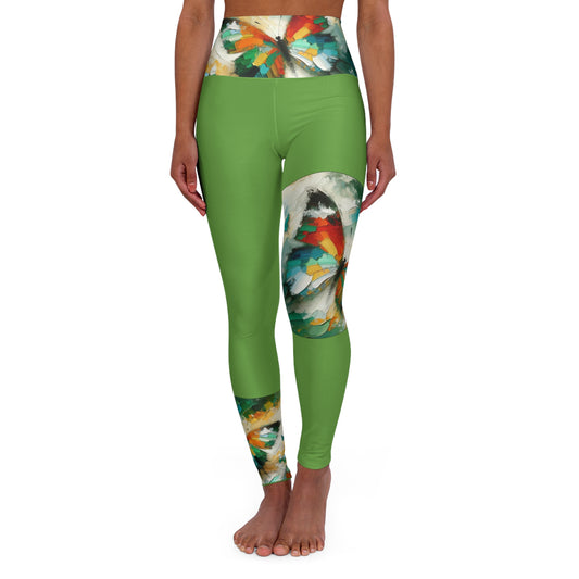 High Waisted Yoga Leggings (AOP) Abstract "Butterfly" Print