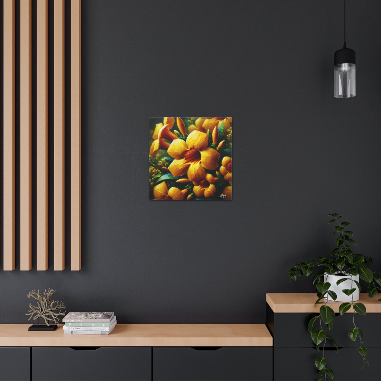 Print#3 of Yellow Allamanda Flowers, Oil Paint Finish, Caribbean, Tropical, Canvas Gallery Wraps