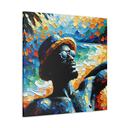 Art Print, Afro-Caribbean Man "In Silhouette," Oil Finish, West Indian Ethnicity, Cultural, Heritage, Semi-Abstract, Canvas Gallery Wrap