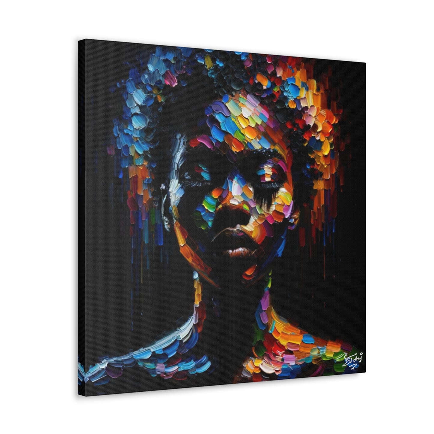 Art Print, Afro-Caribbean Woman "In Silhouette," Oil Finish, West Indian Ethnicity, Cultural, Heritage, Semi-Abstract, Canvas Gallery Wrap