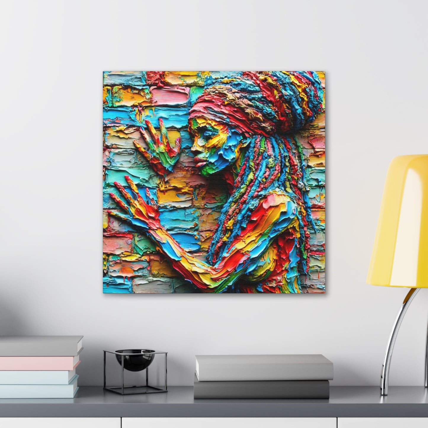 Art Print, Afro-Caribbean Woman, "Tryin' to Be Invisible" Abstract Oil Finish, West Indian Ethnicity, Cultural, Heritage, Abstract, Canvas Gallery Wrap