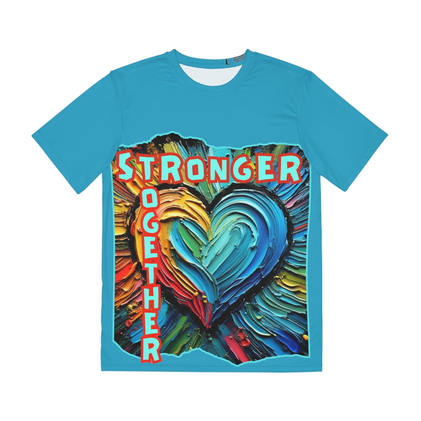 Men's Brushed Polyester Short Sleeve Tee (AOP), "Stronger Together"