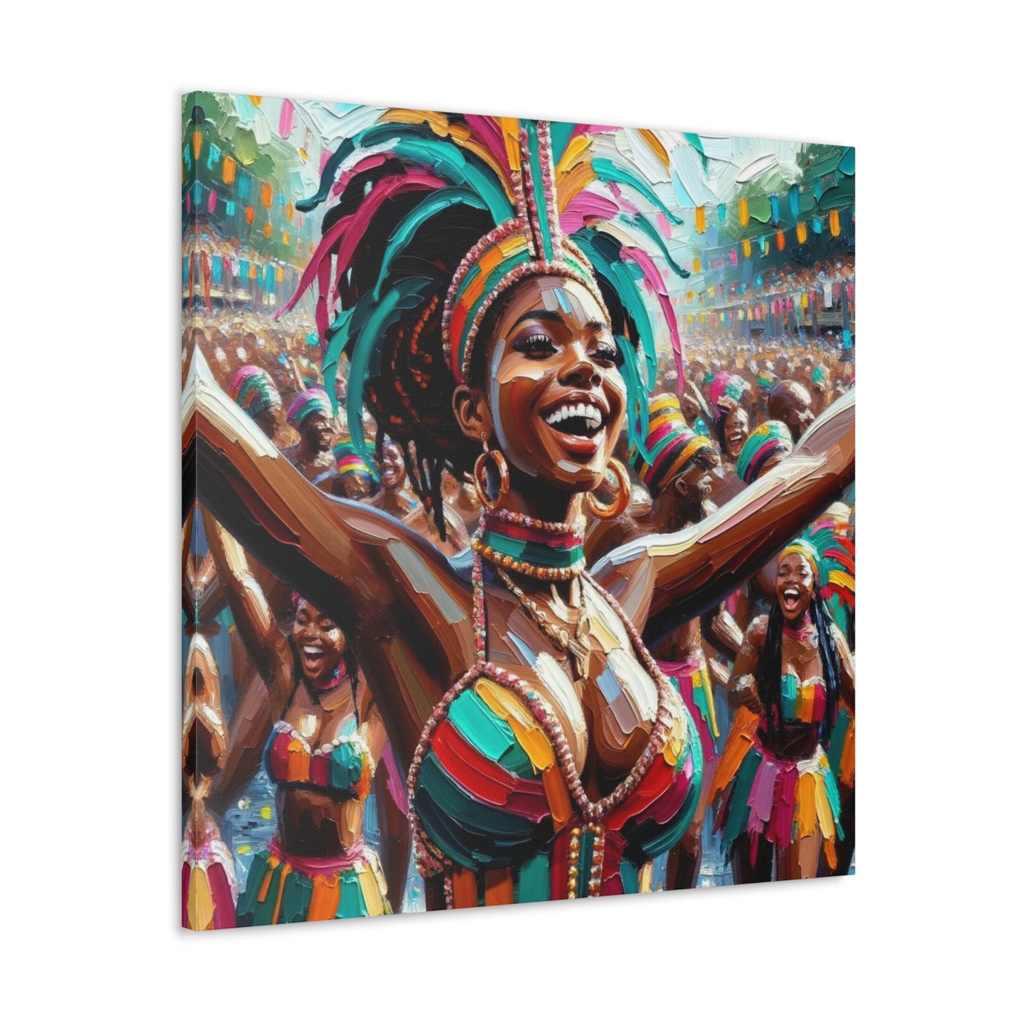 Art Print#2 of Trini Masquerader, Carnival, Oil Finish, West Indian Ethnicity, Cultural, Heritage, Art, Black Woman, Canvas Gallery Wraps