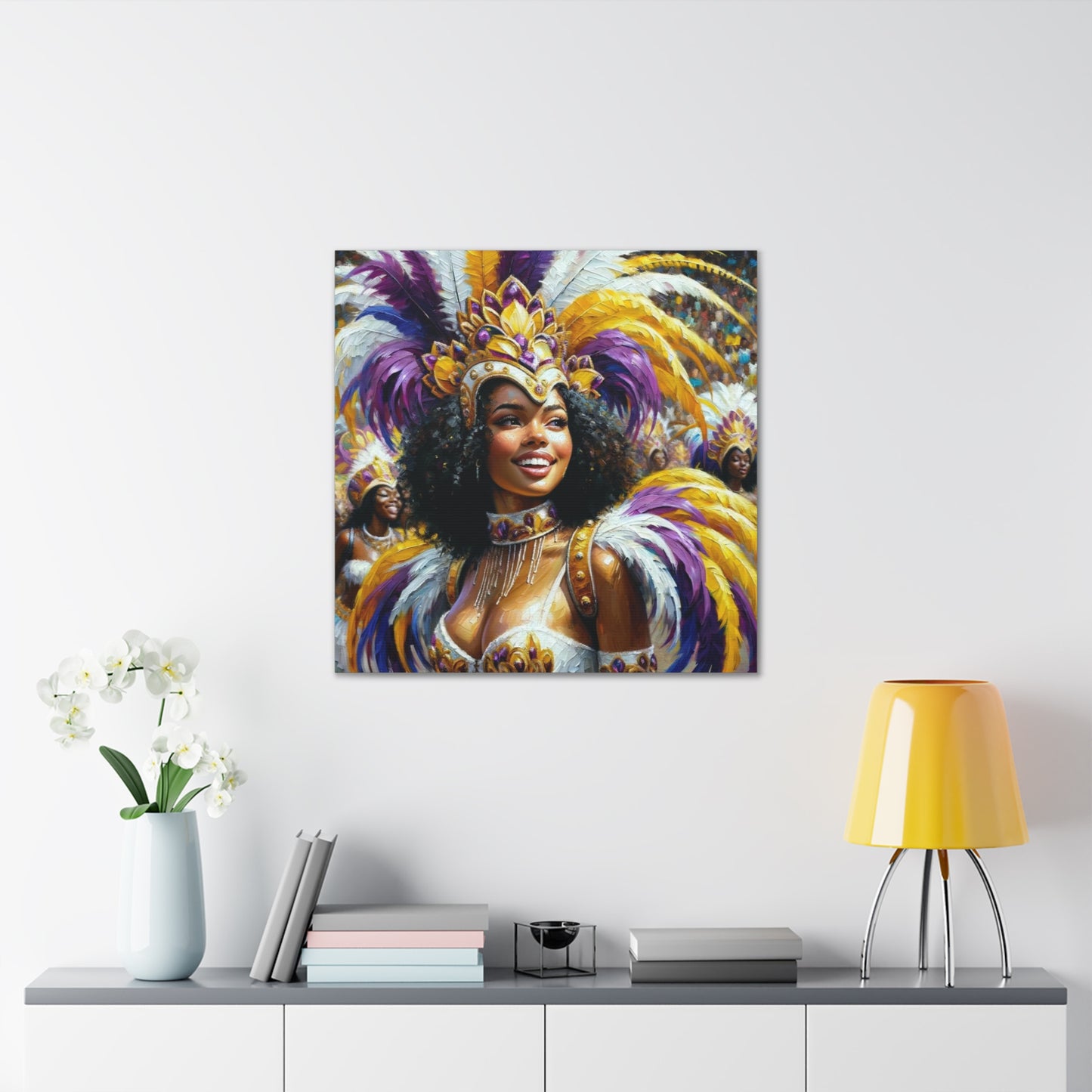 Art Print#10 of Trini Masquerader, Carnival, Oil Finish, West Indian Ethnicity, Cultural, Heritage, Art, Black Woman, Canvas Gallery Wraps