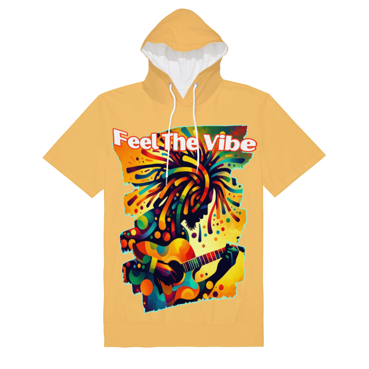 Men’s Cotton Hooded T-Shirt "Feel the Vibe, Caribbean Vibes"