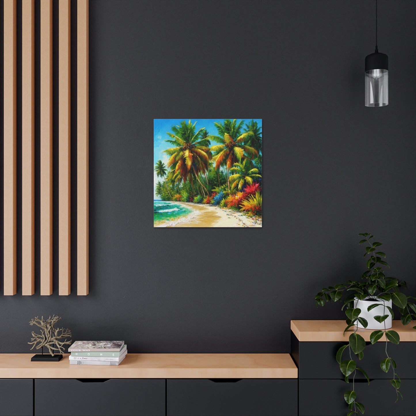 Art Print of Caribbean Beach Scene, Oil Painting, West Indian Art, Canvas Gallery Wraps