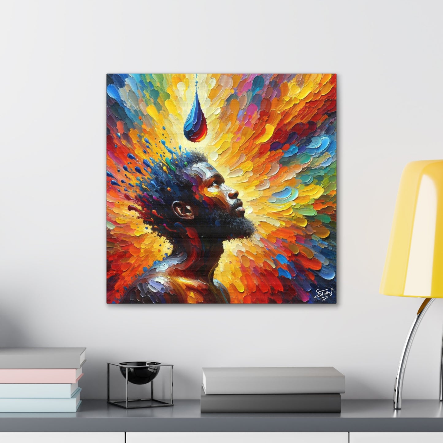 Art Print, Afro-Caribbean Man, "One Drop" Oil Finish, West Indian Ethnicity, Cultural, Heritage, Abstract, Canvas Gallery Wrap