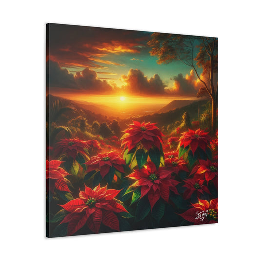 Print #2 of Wild Poinsettia Plants in the Caribbean During Sunset, Trinidad and Tobago, Canvas Gallery Wraps