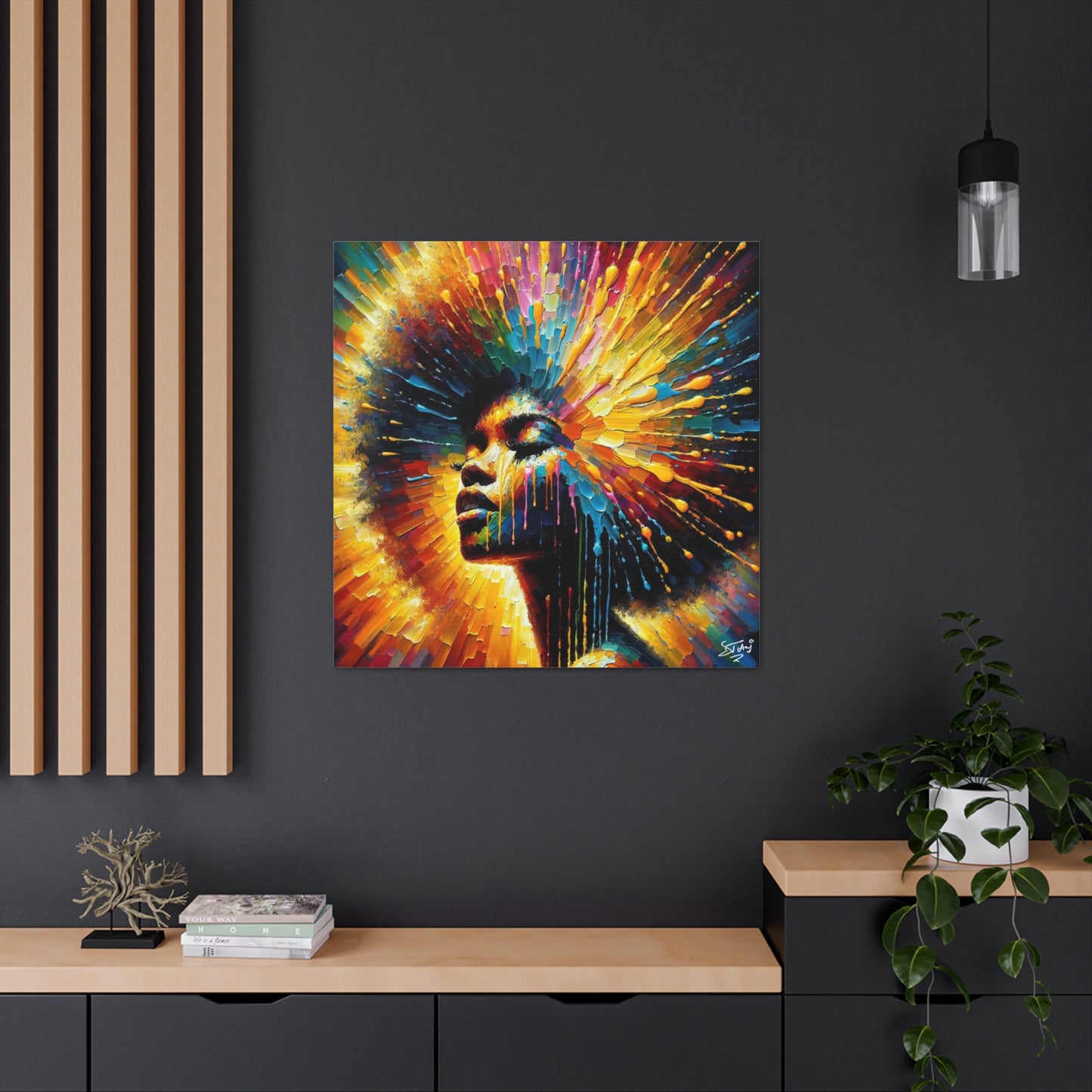 Art Print, Afro-Caribbean Woman, Oil Finish, West Indian Ethnicity, Cultural, Heritage, Semi-Abstract, Canvas Gallery Wrap