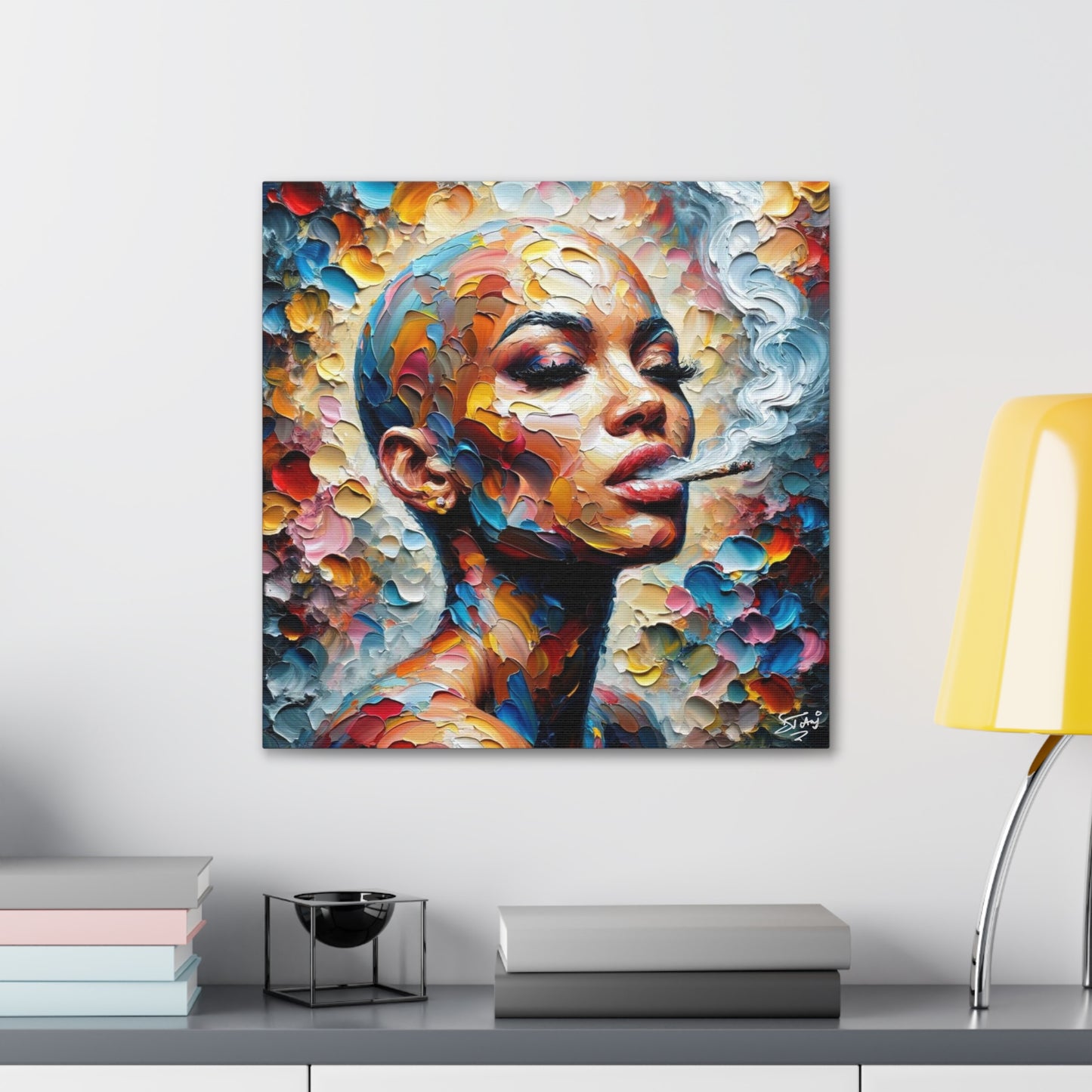 Art Print, Afro-Caribbean Woman, Oil Finish, West Indian Ethnicity, Cultural, Heritage, Semi-Abstract, Canvas Gallery Wrap