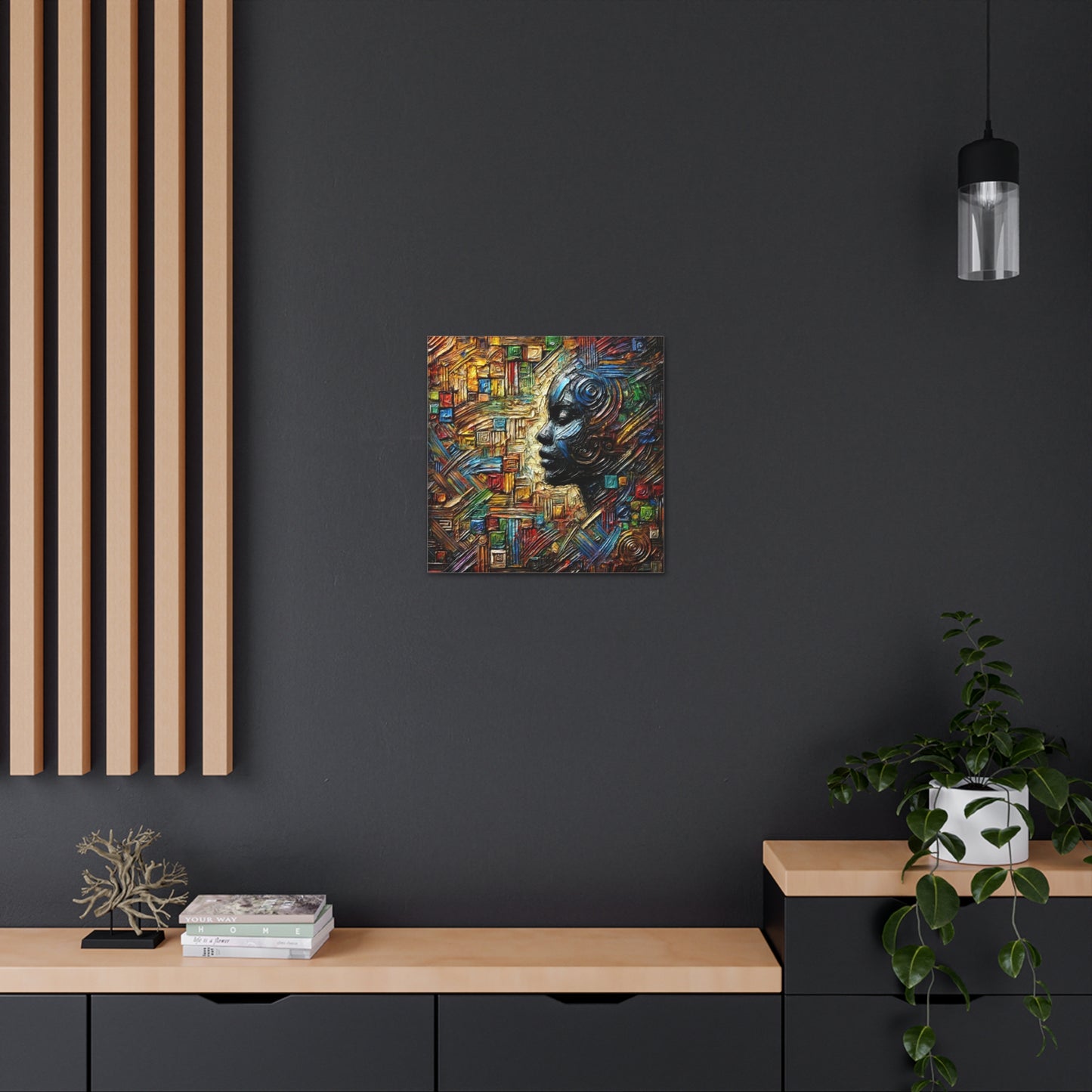 Art Print, African Print, Black Power, Silhouette, Abstract Oil Finish, Unity, One Love, Canvas Gallery Wrap