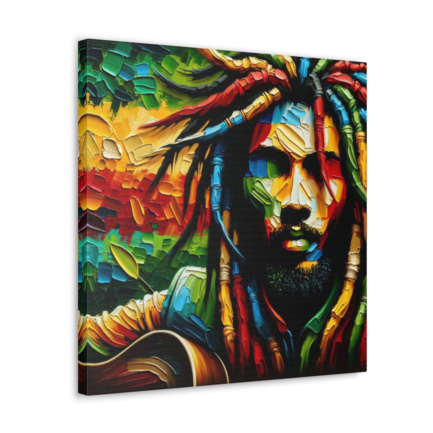 Art Print of Rastaman, Oil Finish, West Indian Ethnicity, Cultural, Heritage, Afro-Caribbean Man, Semi-Abstract, Canvas Gallery Wrap