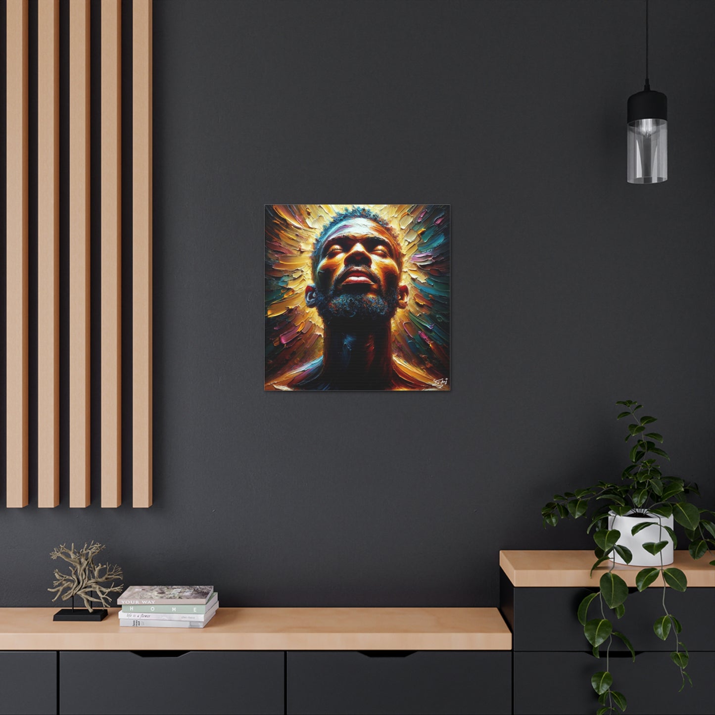 Art Print, Afro-Caribbean Man, "In the Light" Oil Finish, West Indian Ethnicity, Cultural, Heritage, Abstract, Canvas Gallery Wrap