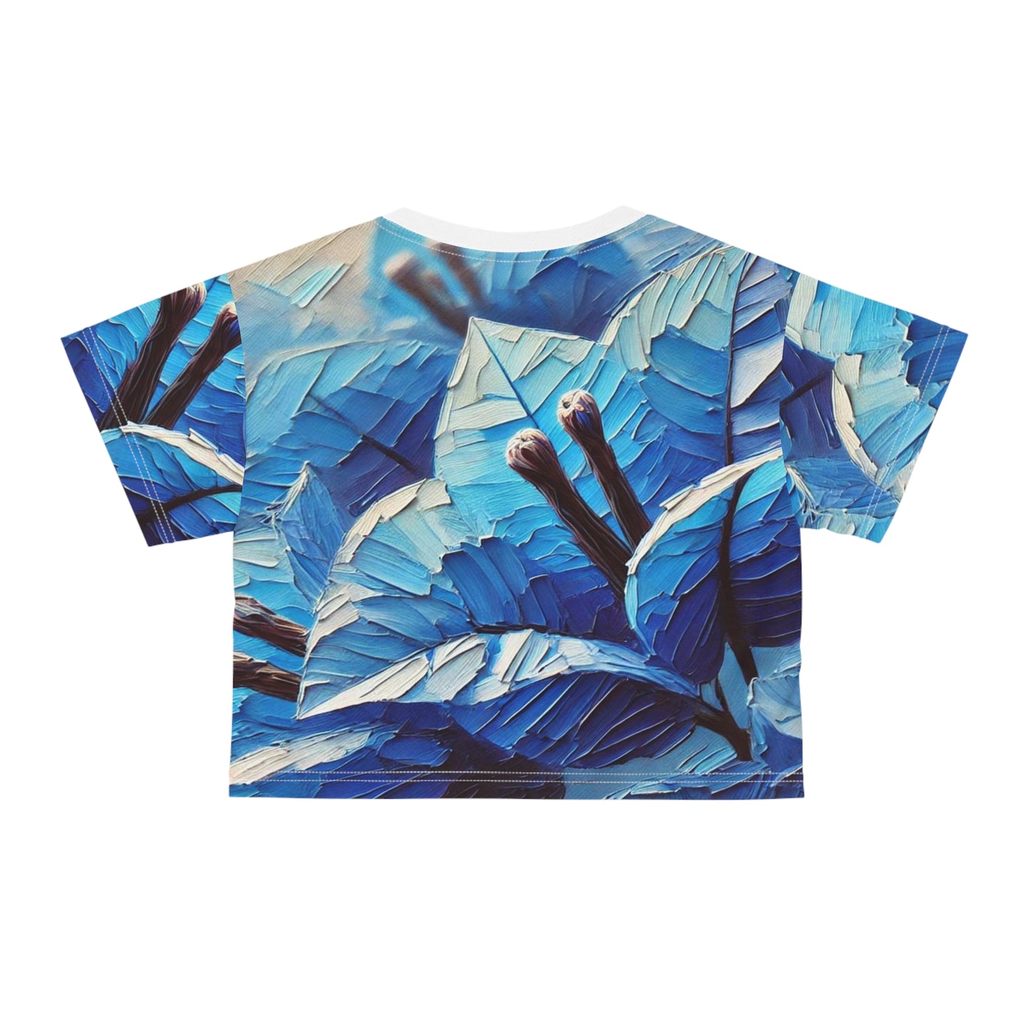 Women's Silky Soft Crop Tee (AOP) Blue Floral Print