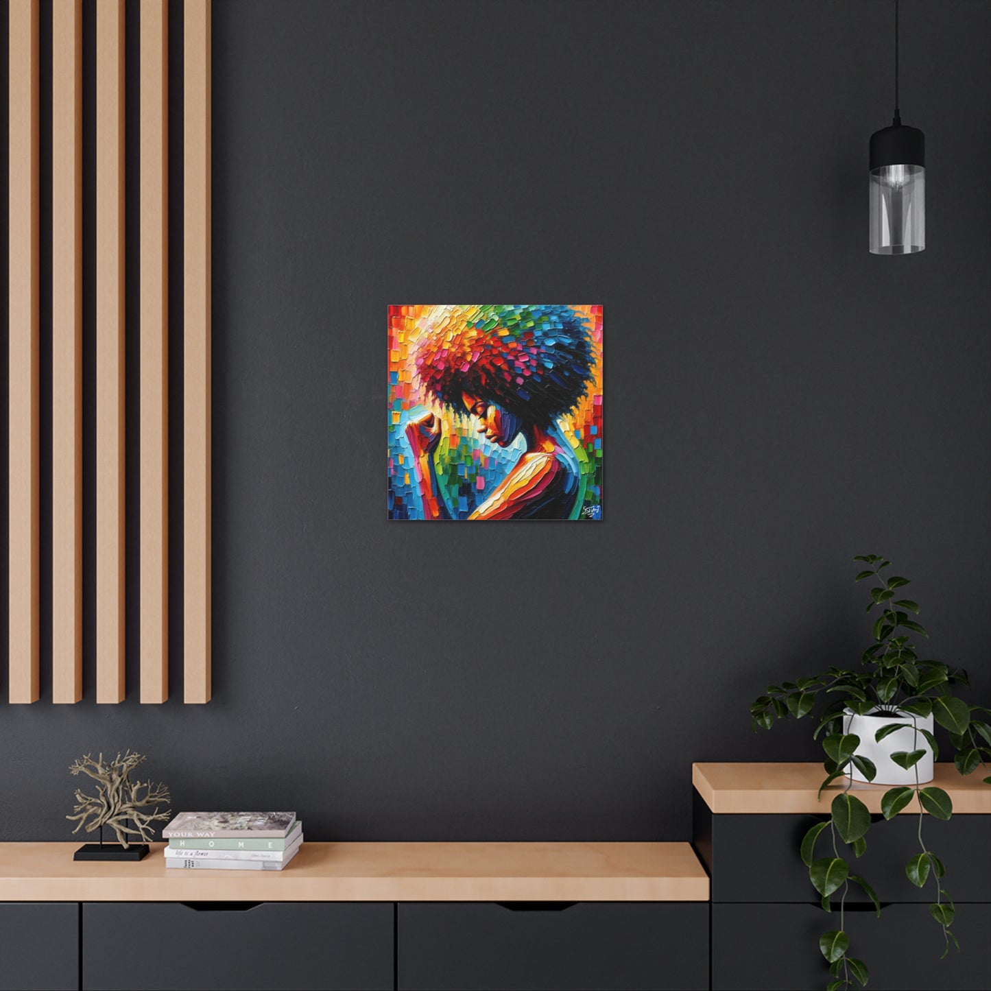 Art Print, Afro-Caribbean Woman, Black Power, Oil Finish, West Indian Ethnicity, Cultural, Heritage, Semi-Abstract, Canvas Gallery Wrap