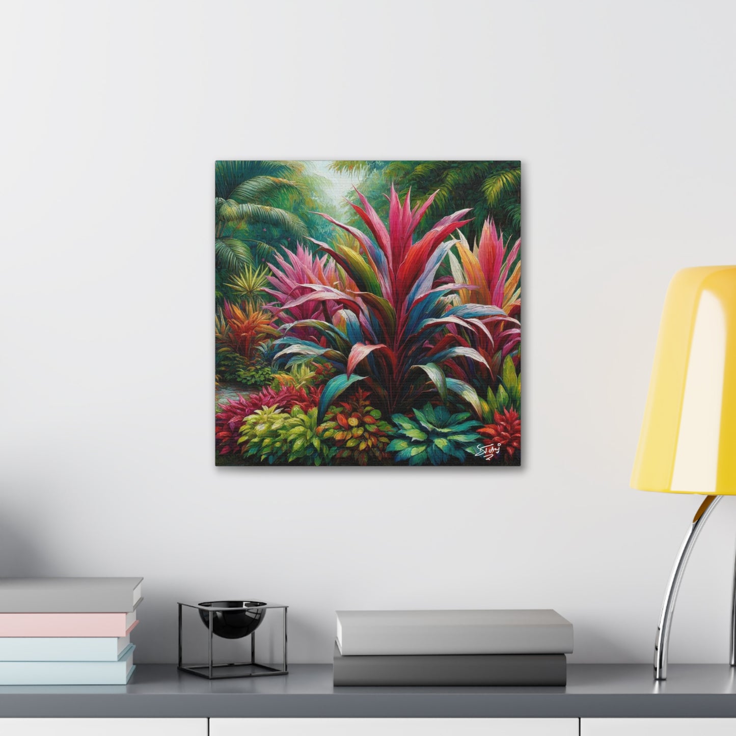 Art Print of Cordyline (Ti Plant), Oil Finish, West Indian Art, Canvas Gallery Wraps