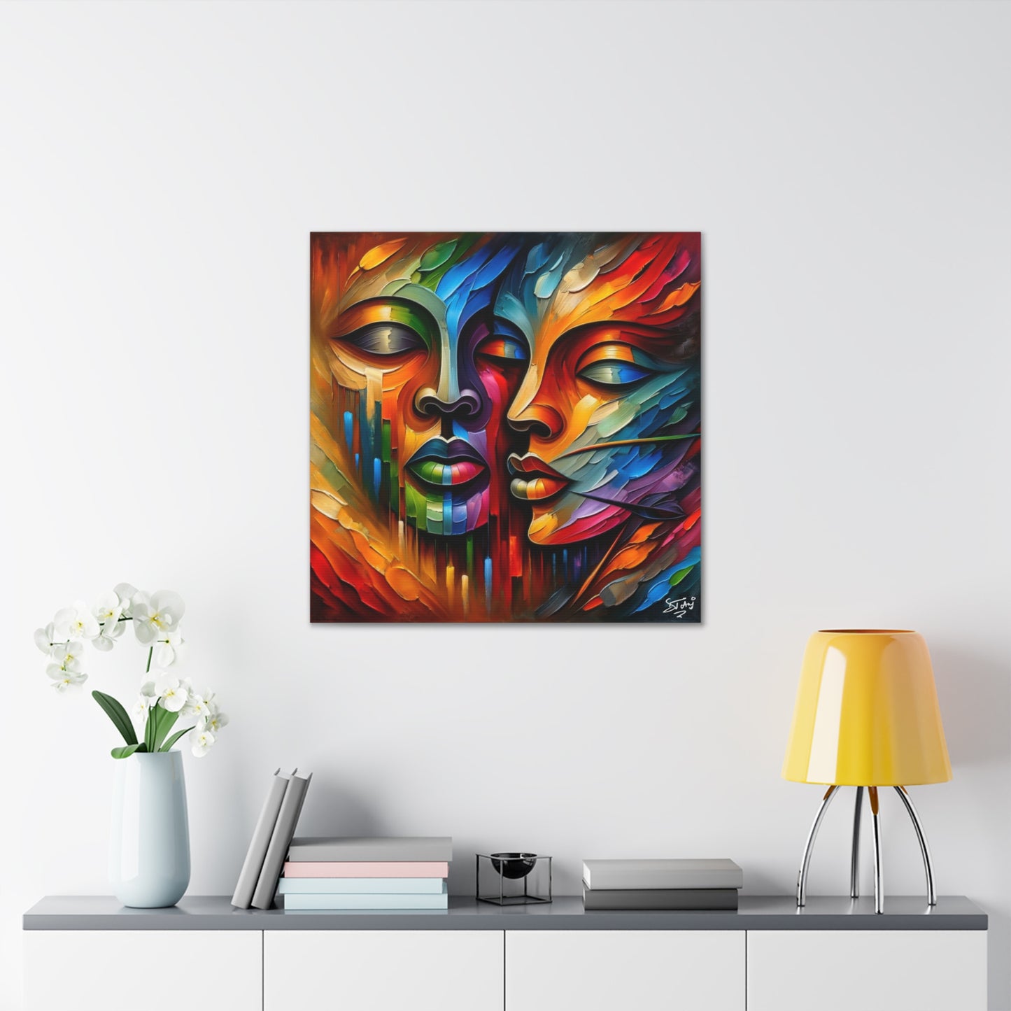 Art Print, Afro-Caribbean Masks, Oil Finish, Carnival,  West Indian Ethnicity, Cultural, Heritage, Semi-Abstract, Canvas Gallery Wrap