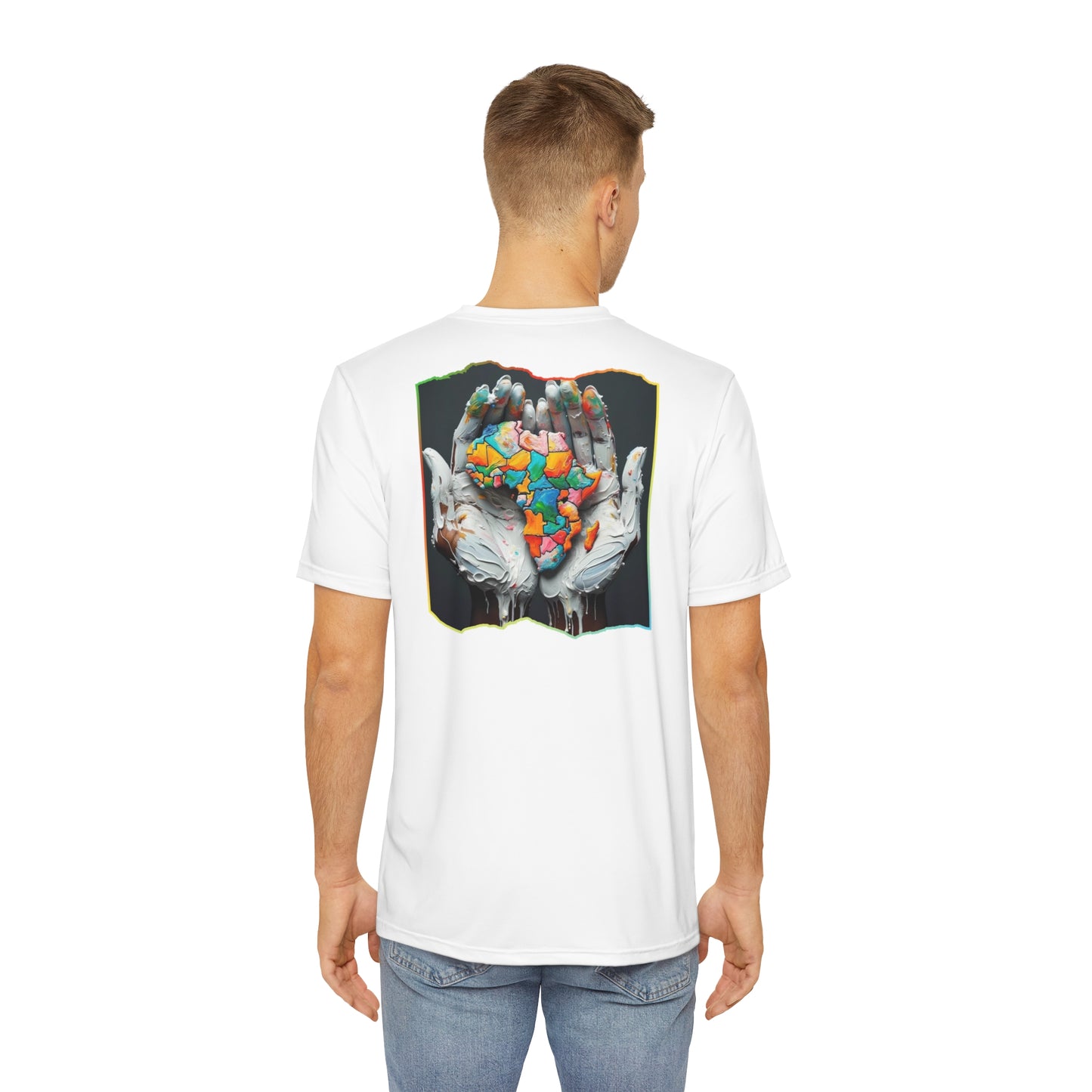 Men's Brushed Polyester Short Sleeve Tee (AOP), "Africa"