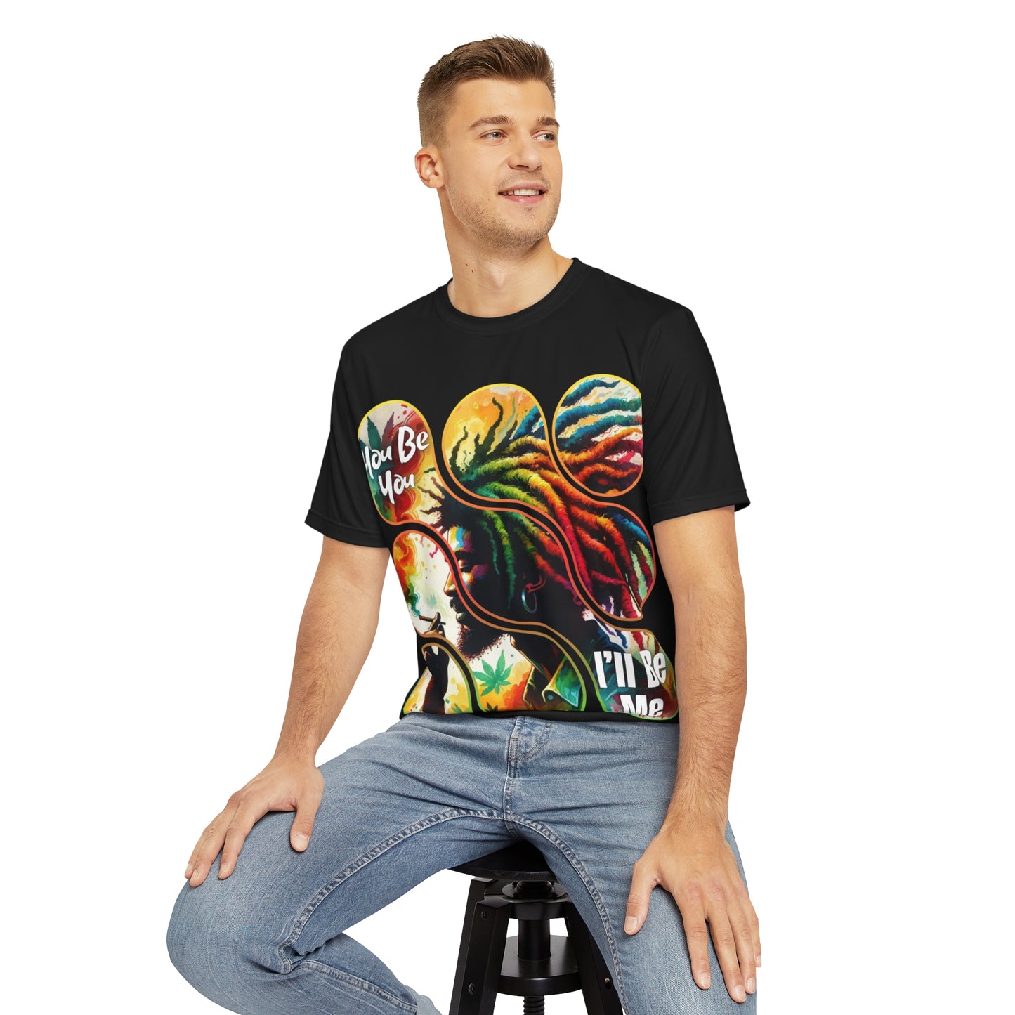 Men's Brushed Polyester Short Sleeve Tee (AOP), "You Be You, I'll Be Me"