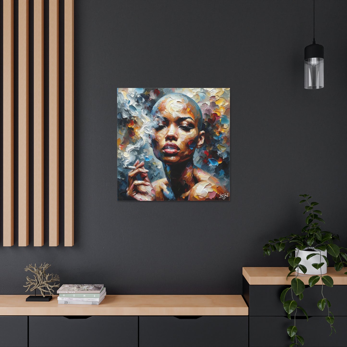 Art Print, Afro-Caribbean Woman, "Confident" Oil Finish, West Indian Ethnicity, Cultural, Heritage, Abstract, Canvas Gallery Wrap