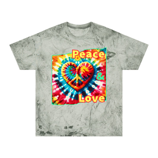 Unisex Color Blast T-Shirt "Peace & Love" One World, Self-Love, Anti-Racism, One Love, Unity, Inclusion, Diversity, Immigrant Outsiders, Cultural Identity, Black Excellence Empowerment Inspiration, FashionWithPurpose, ConsciousClothing