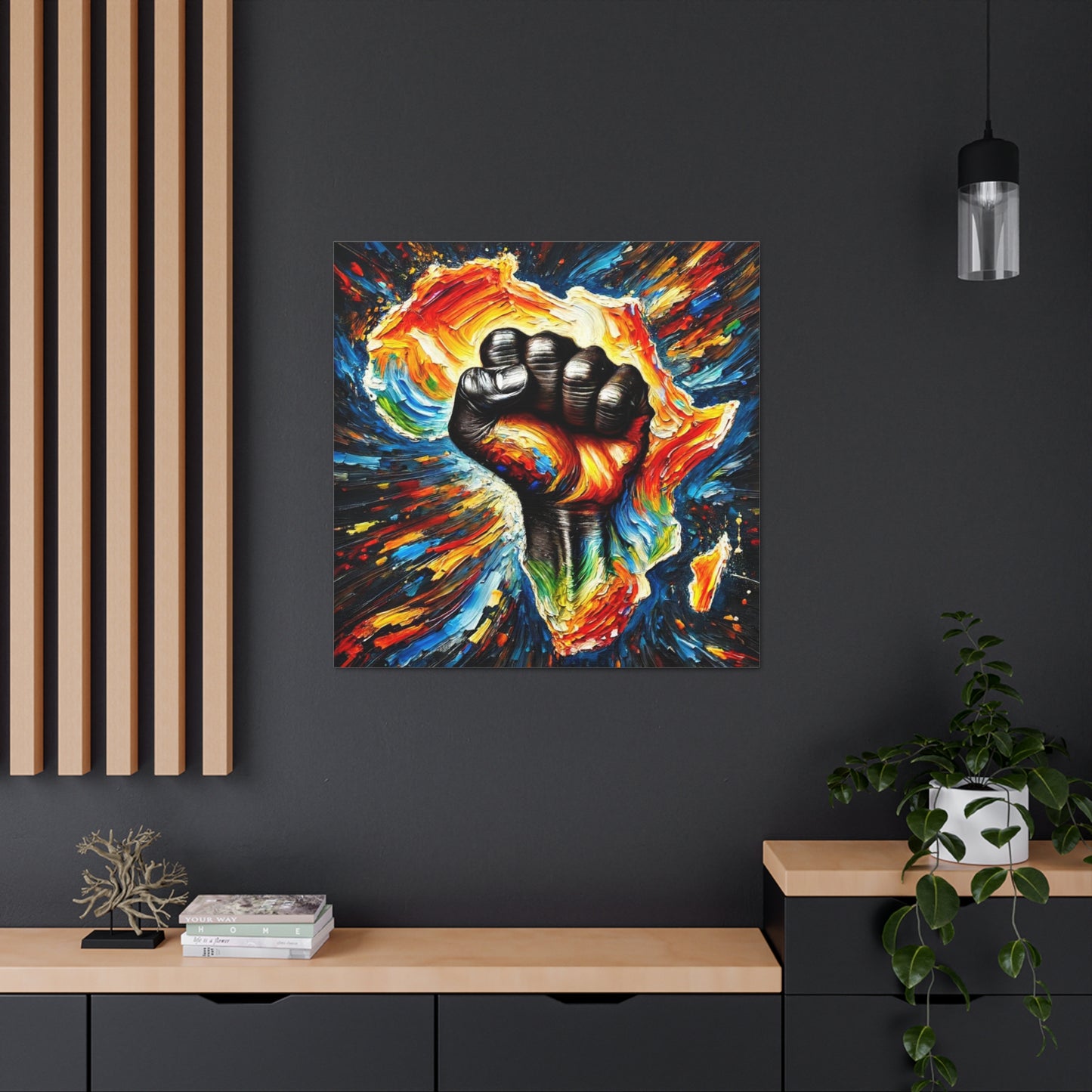 Art Print, "African Unity" Oil Finish, Abstract, One Love, West Indian Ethnicity, Cultural, Heritage, Semi-Abstract, Canvas Gallery Wrap